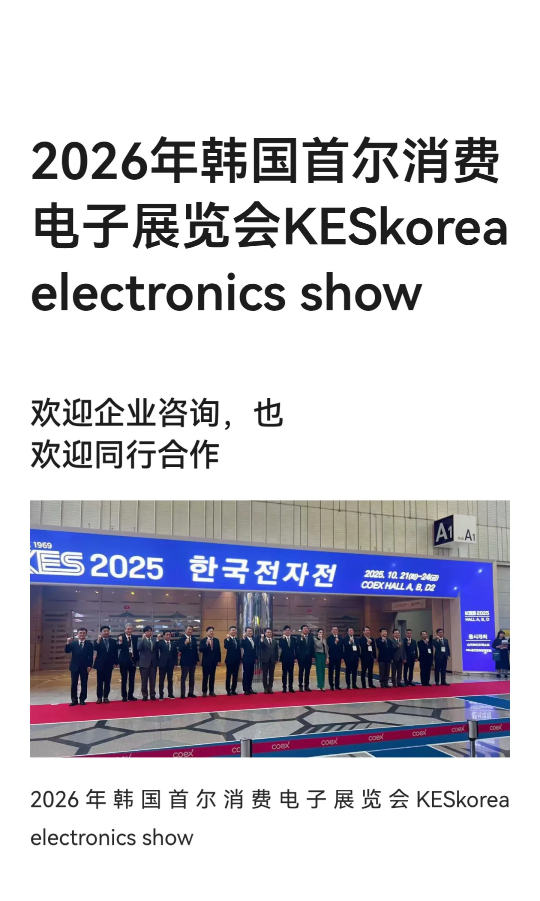 2026年韩国首尔消费电子展览会KESkorea ele