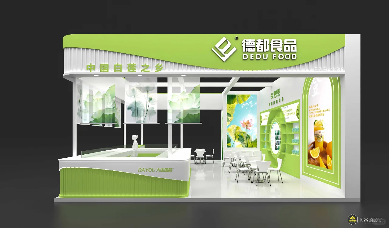 酒店餐饮展以“莲”为主题的展台设计方案