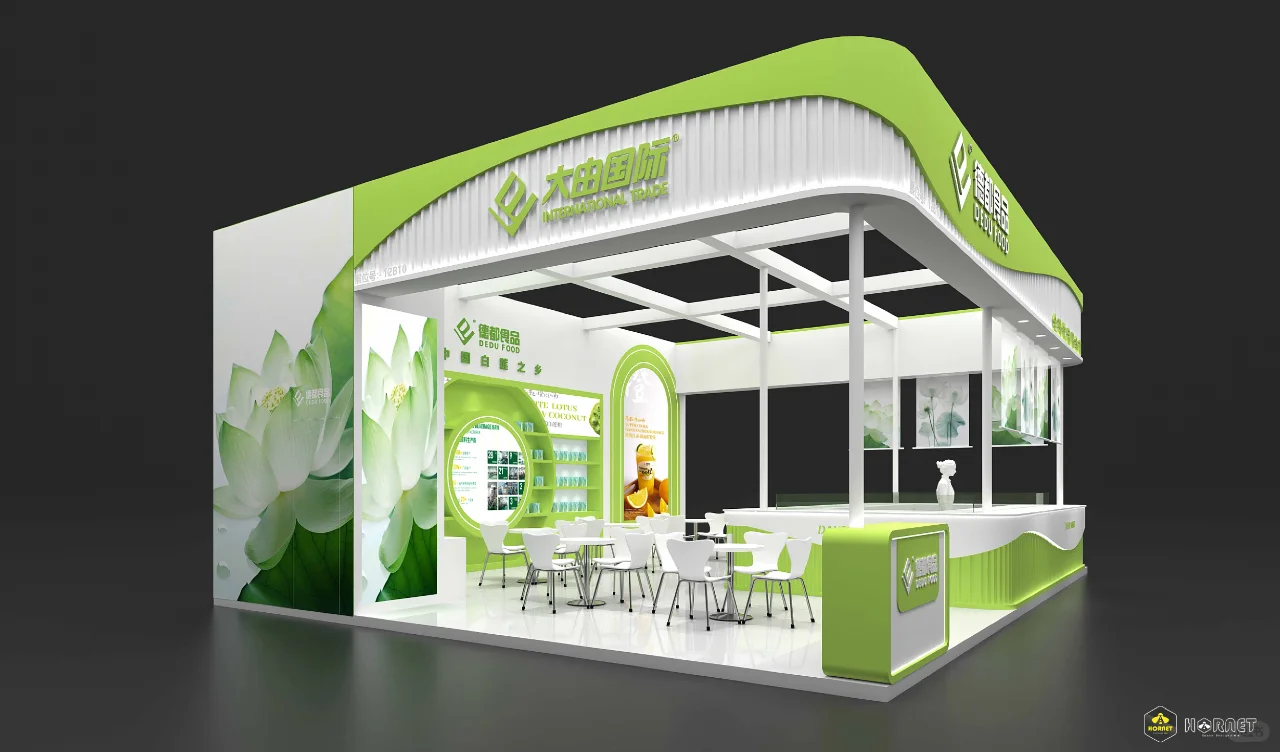 酒店餐饮展以“莲”为主题的展台设计方案