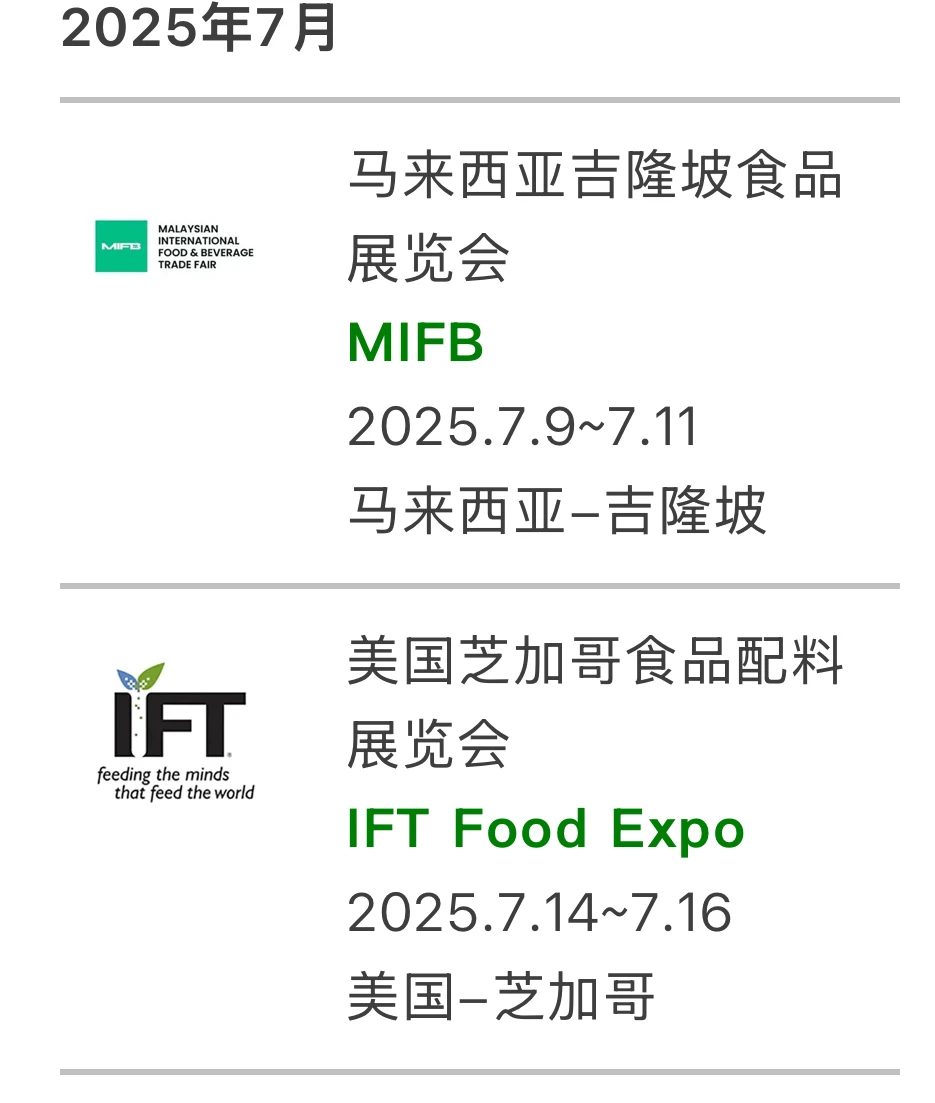 2025年海外食品展会合集
