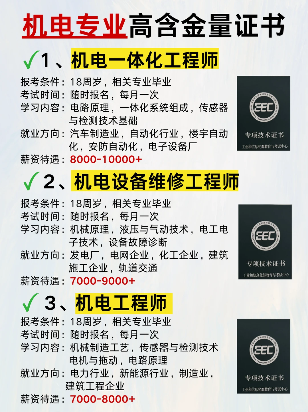 我不允许还有人不知道机电行业可以考的证‼