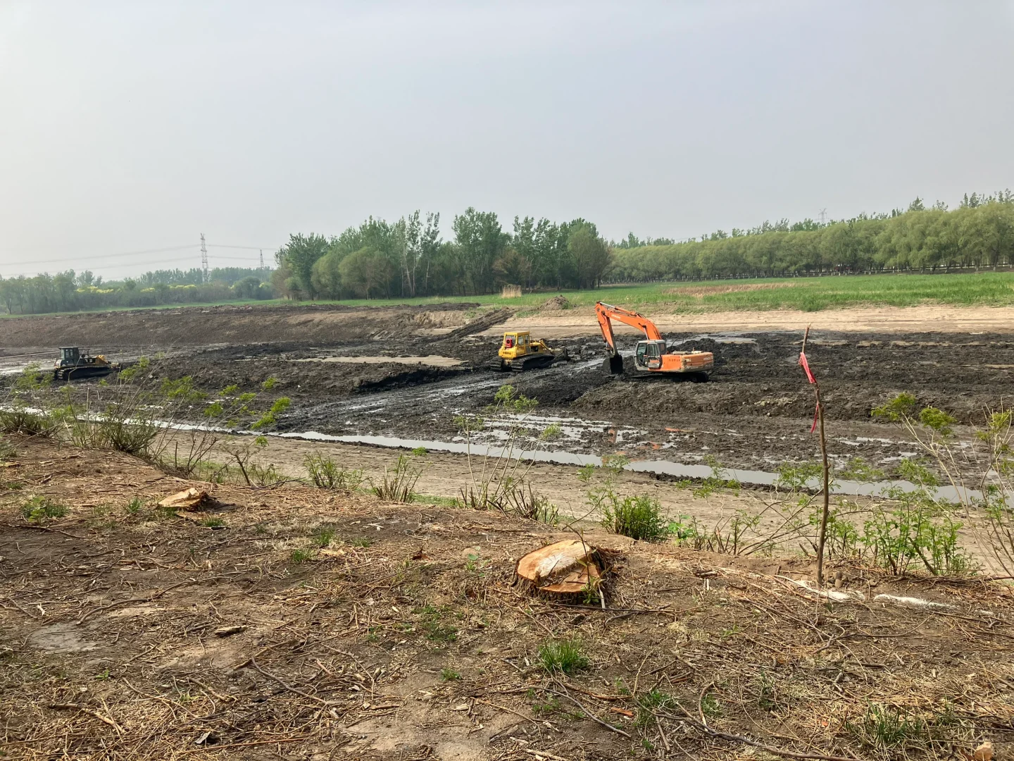武清，北运河清淤，有人用金属探测器找东西