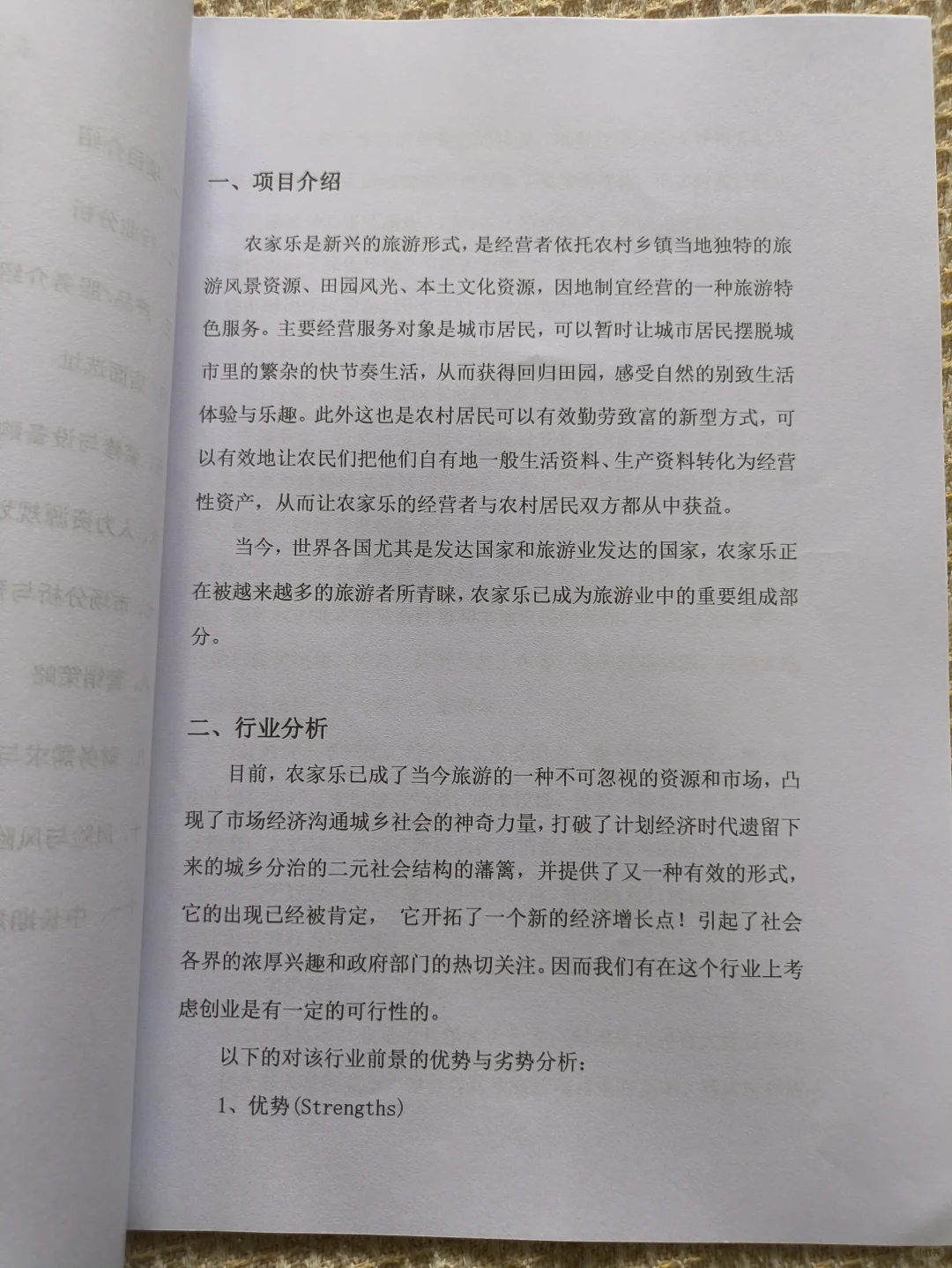 农家乐创业计划书