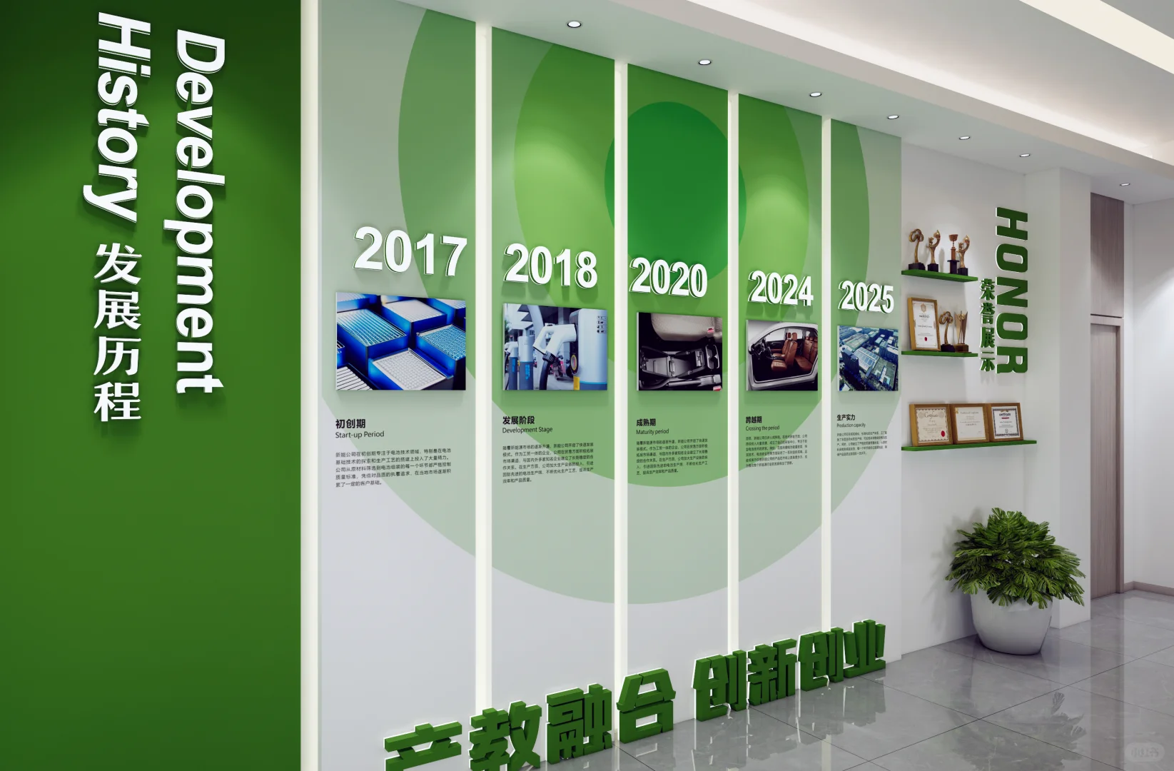 绿能涌动｜让文化墙高级感拉满的设计秘诀！