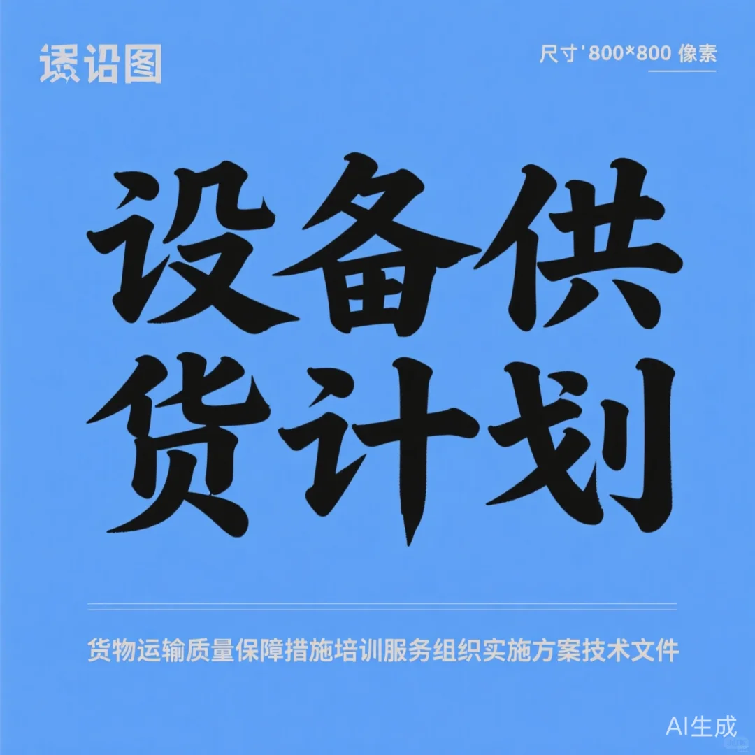 设备供货运输保障·实施方案干货秘籍