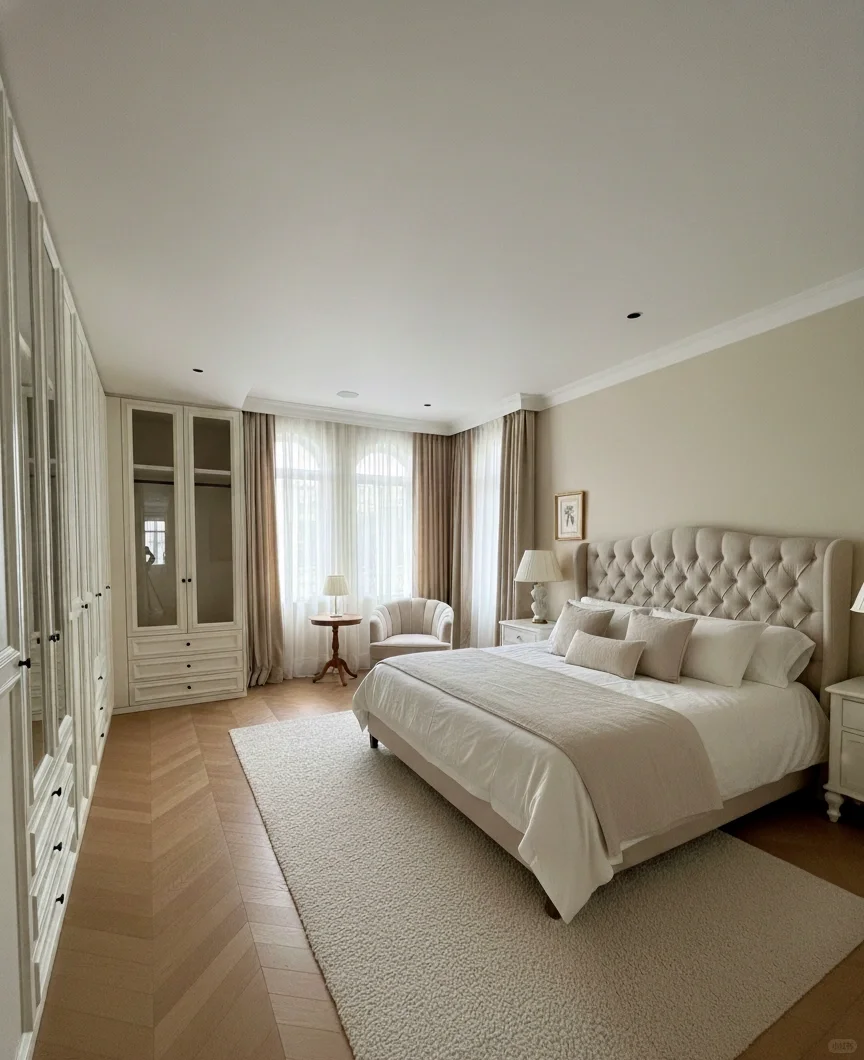 轻法式全屋定制｜把卧室装成了法式电影里的