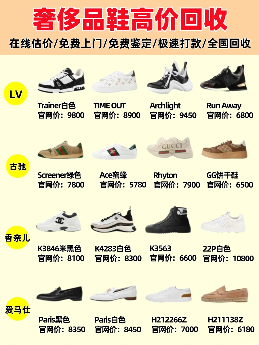 不同品牌的鞋子现在回收行情是多少了❓