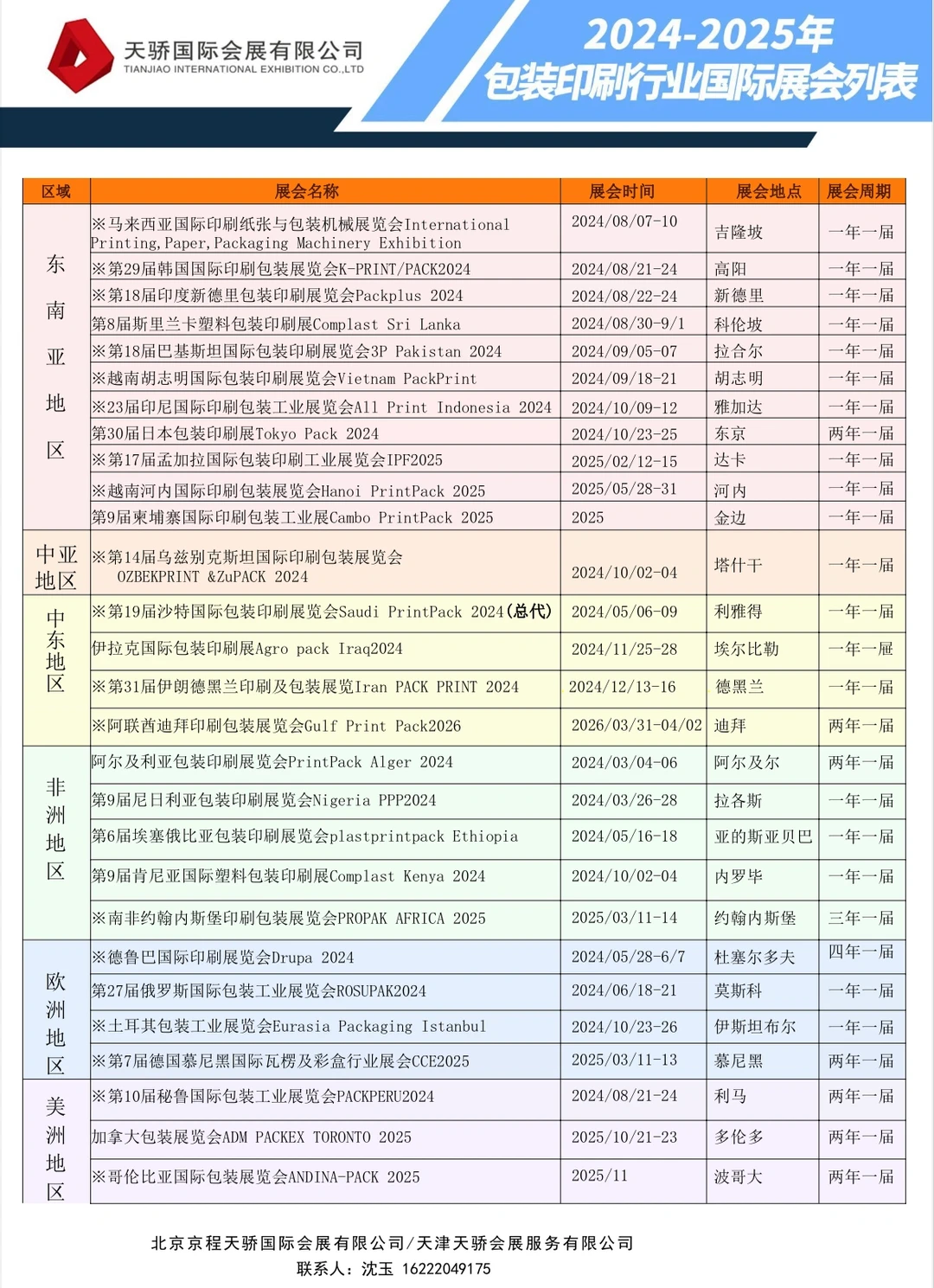 最新国际展会计划表~