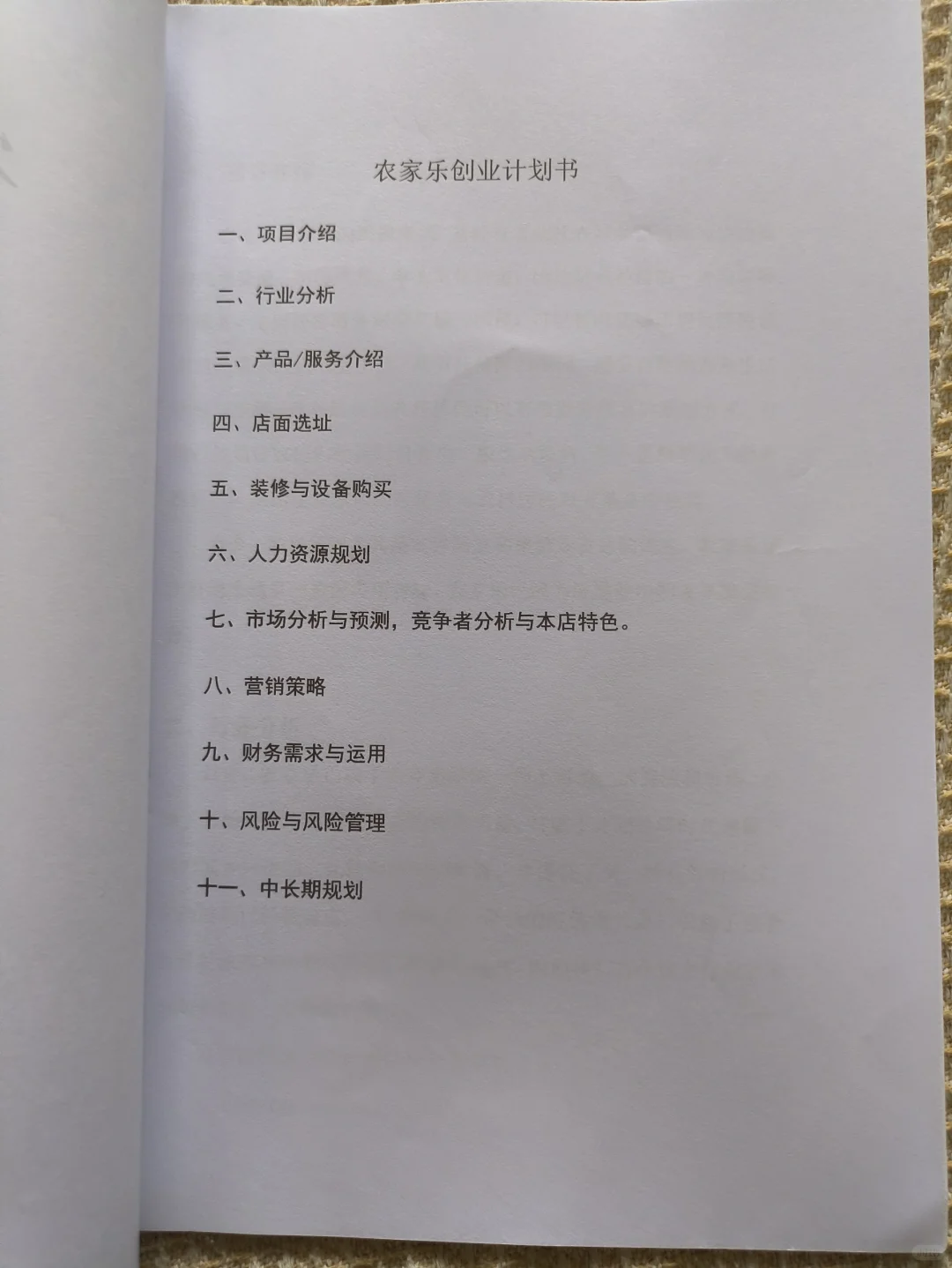 农家乐创业计划书