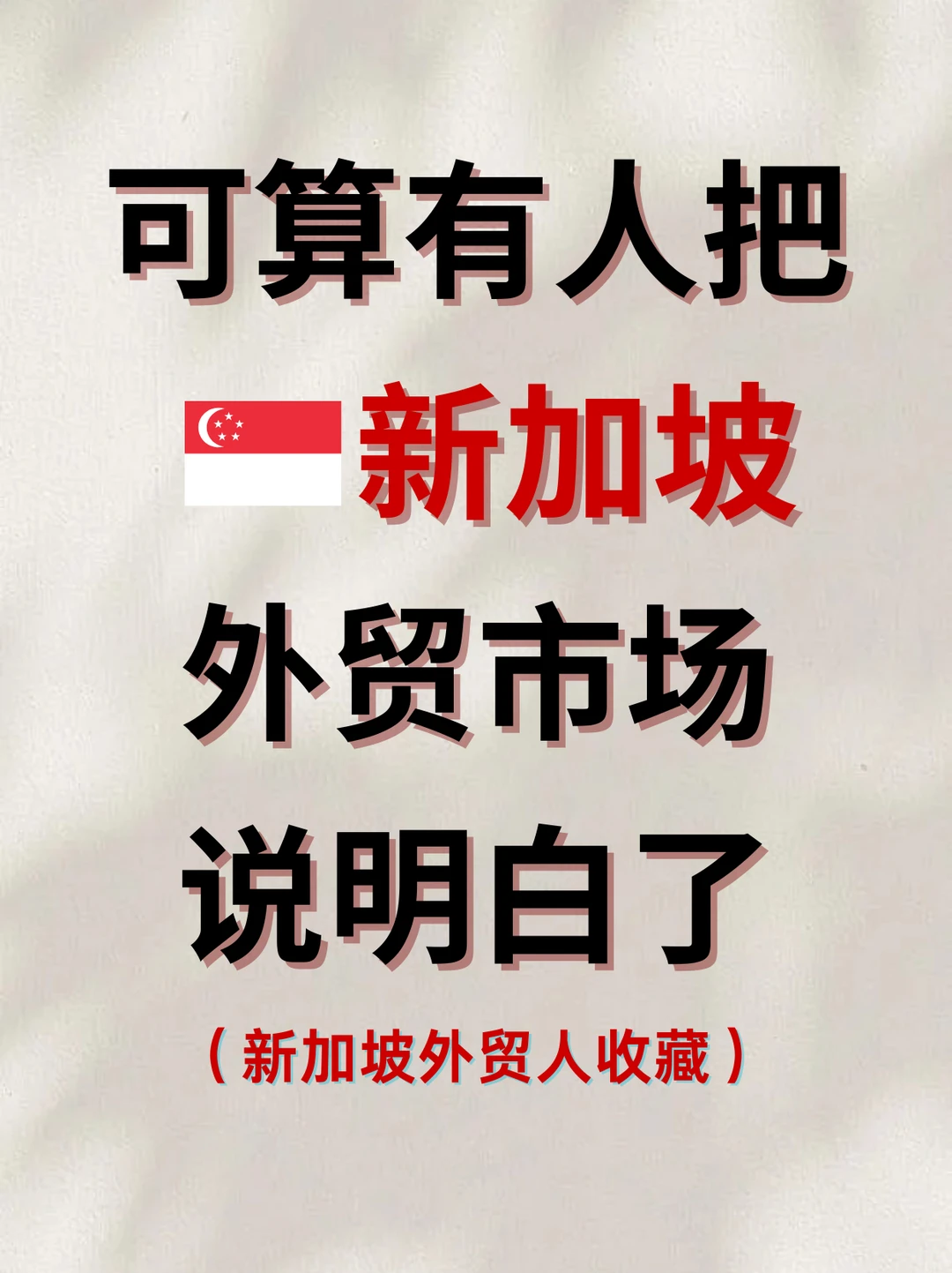 总算有人把新加坡外贸市场说明白了