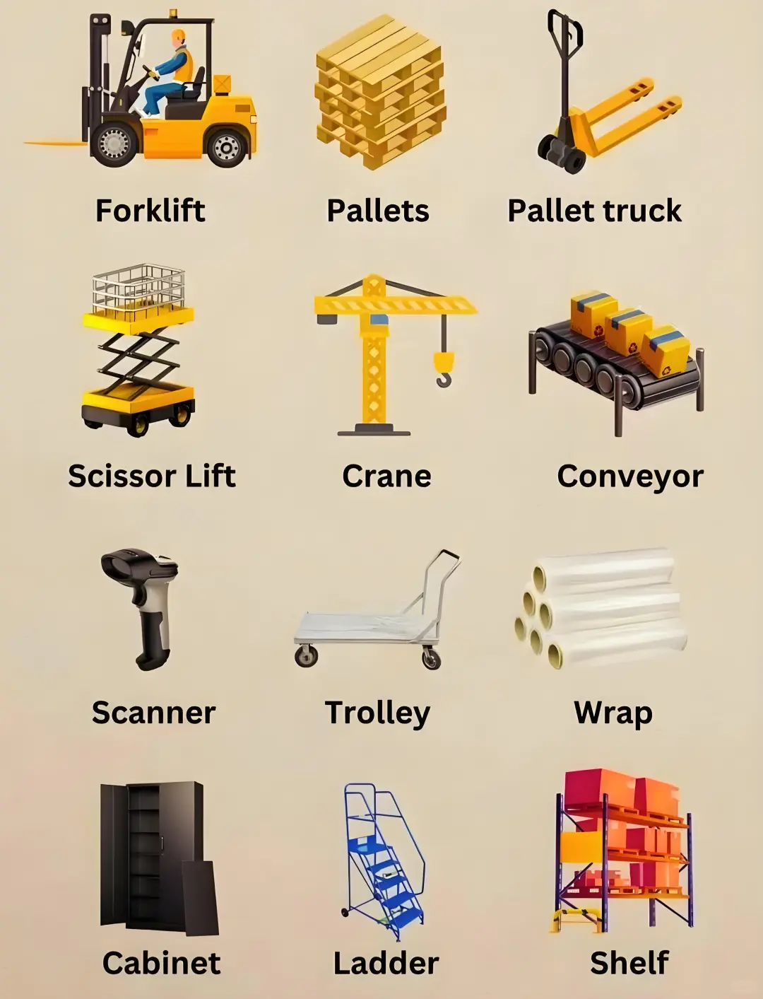 12个仓储物流必备工具英语｜图文收藏版