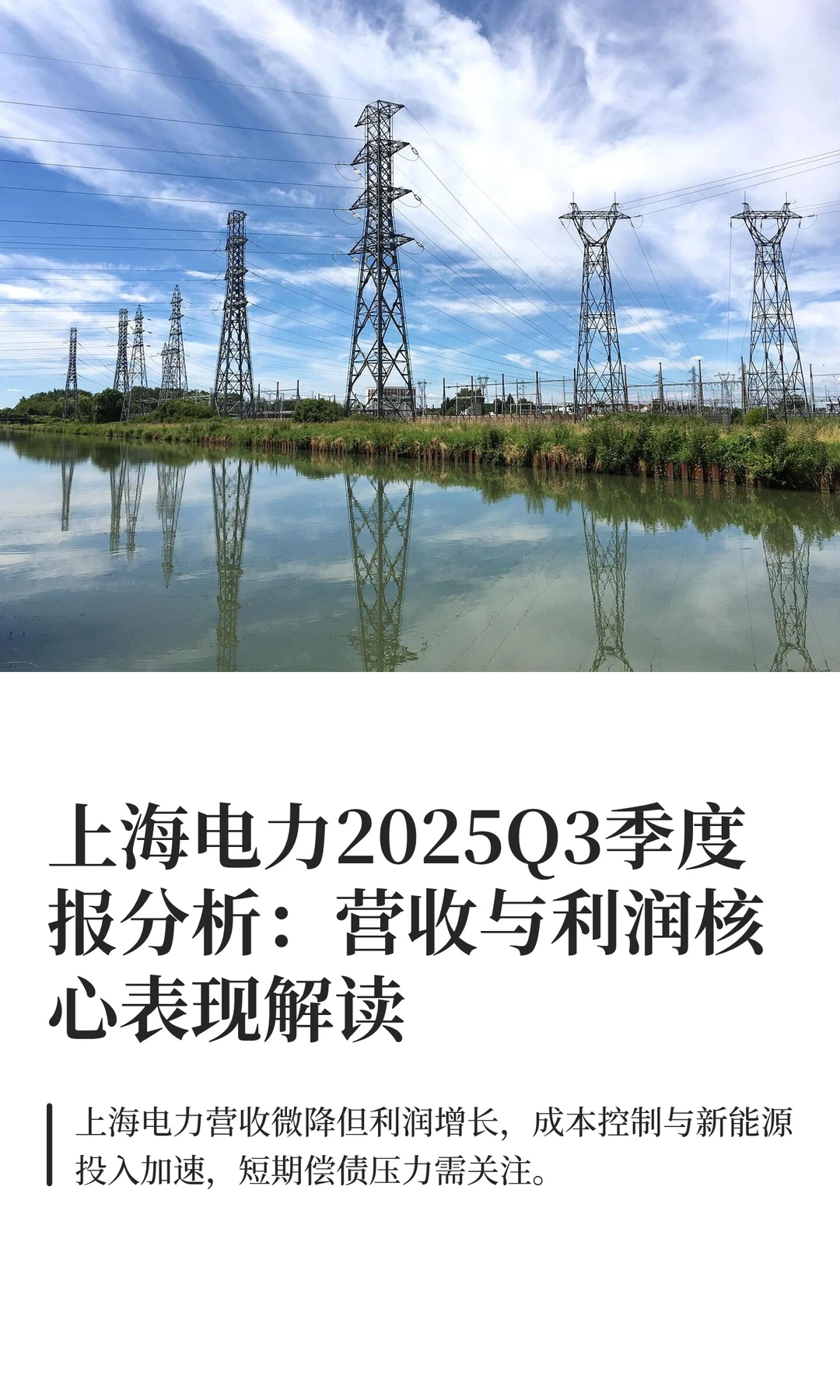 上海电力2025Q3季度报分析：营收与利润核心