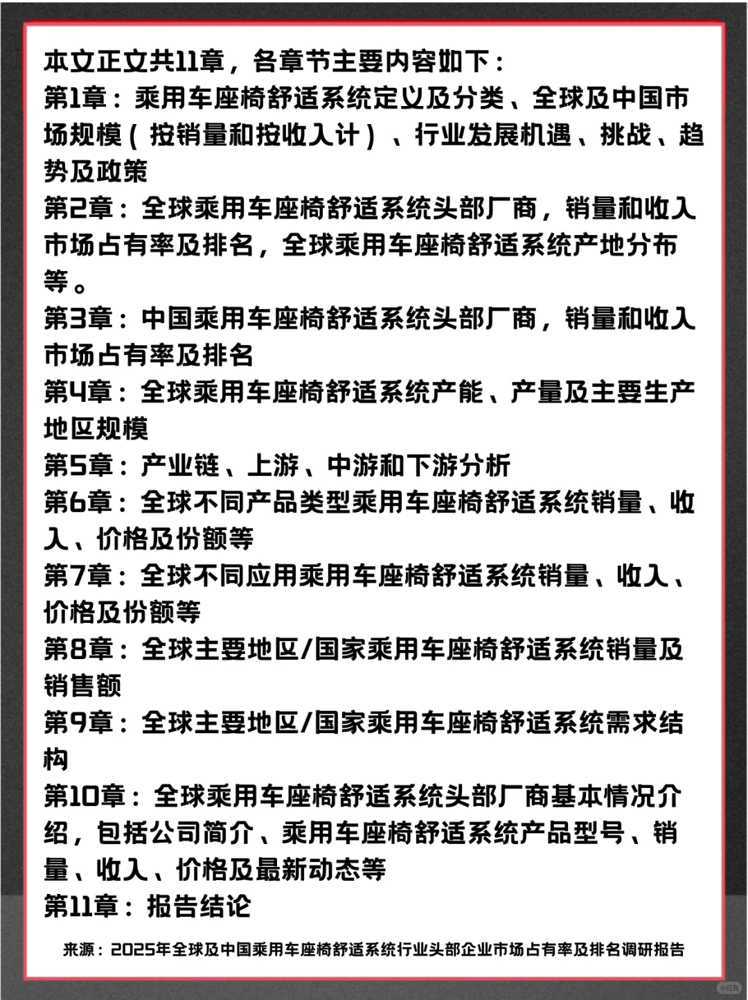 乘用车座椅舒适系统全球市场占有率调查报告