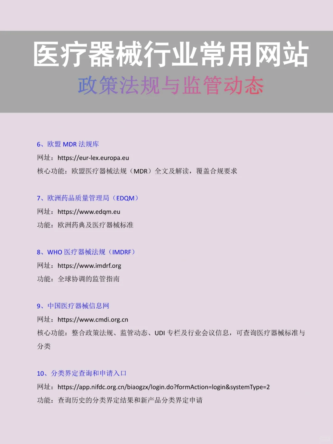 医疗器械行业常用的网站汇总!