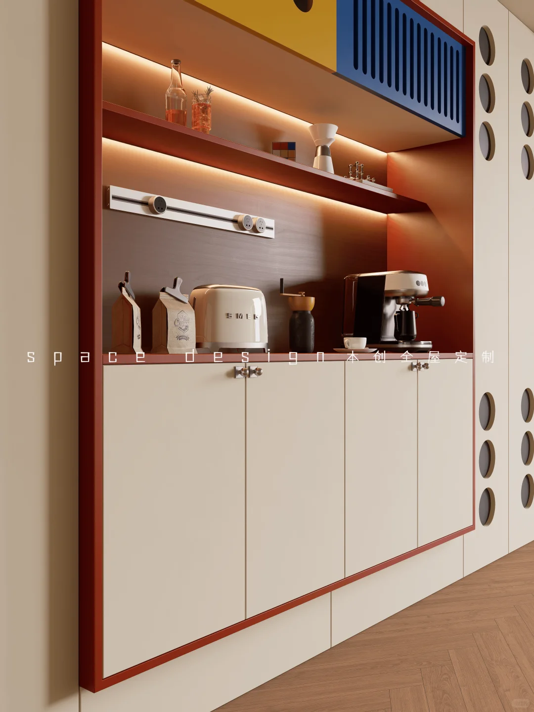 新作‼️全屋定制餐边柜多巴胺风✔谁懂啊~