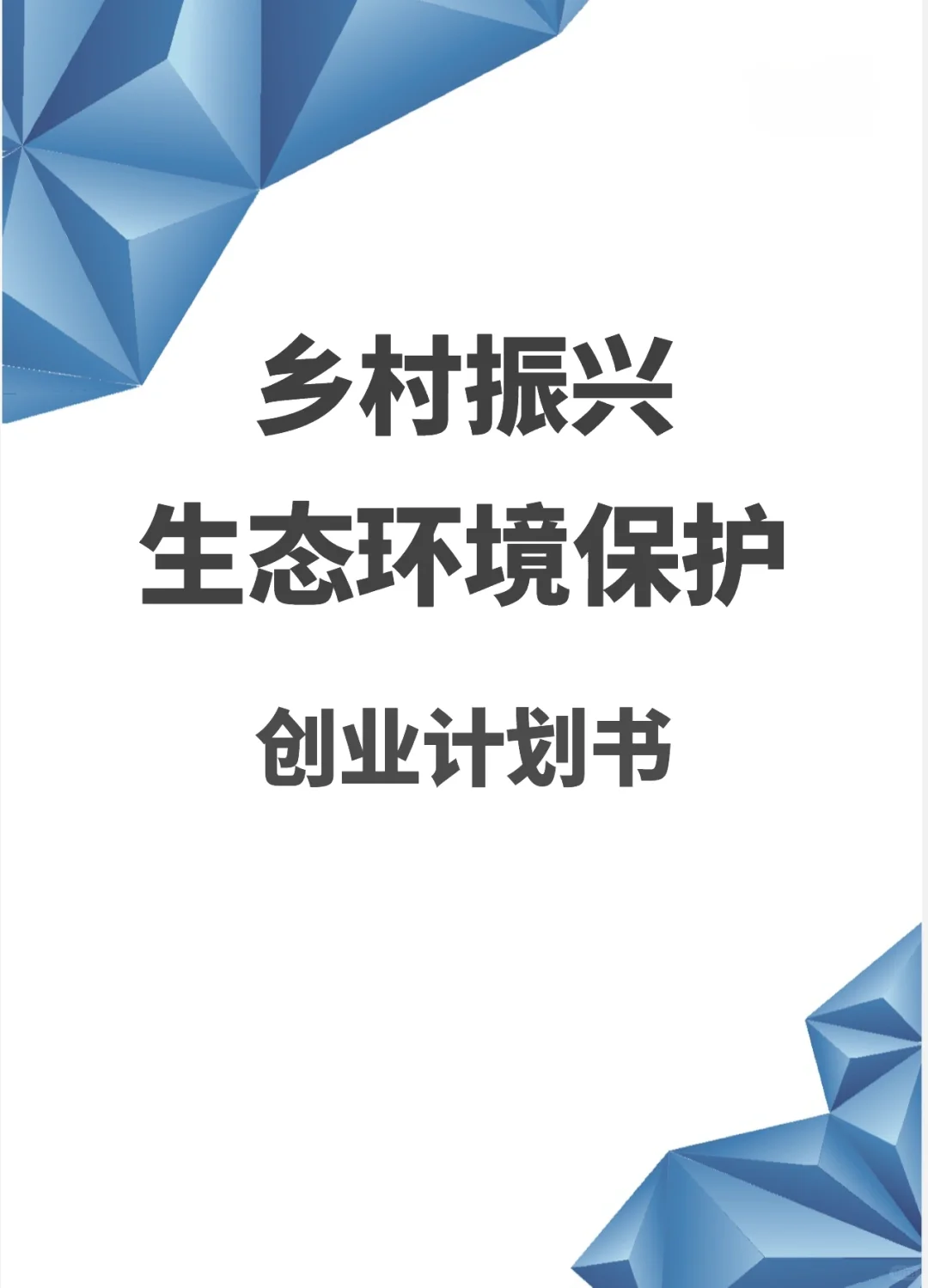 乡村振兴生态环境保护创业计划书完整版