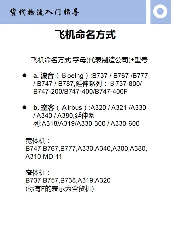 飞机机型简介