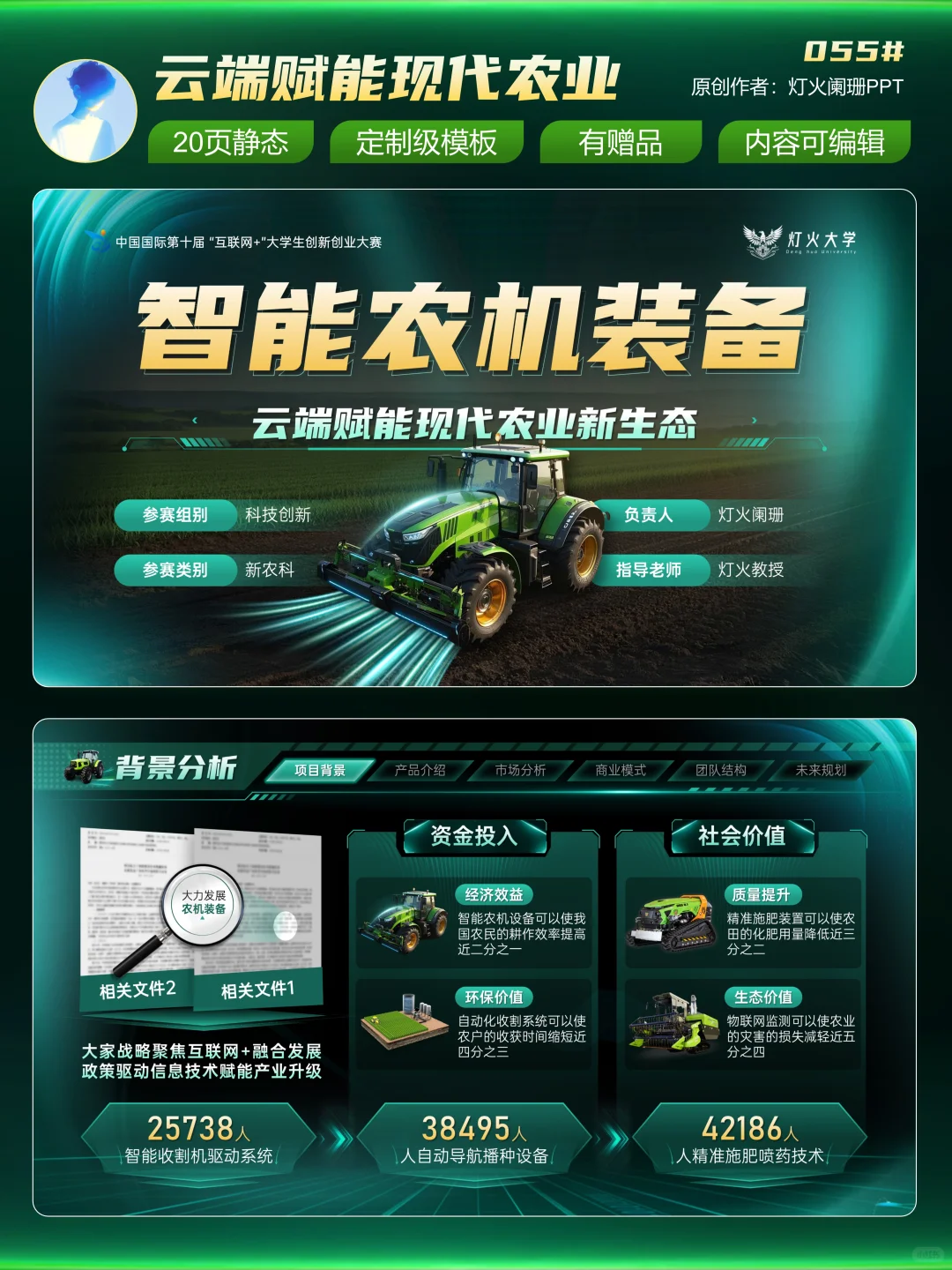 金奖创赛模版?智能农机设备助力农业发展
