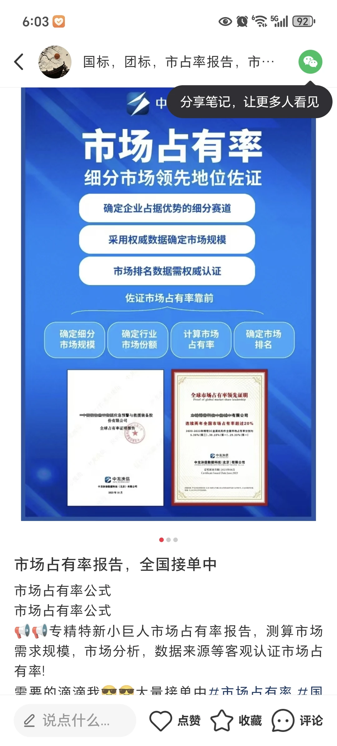 市场占有率报告