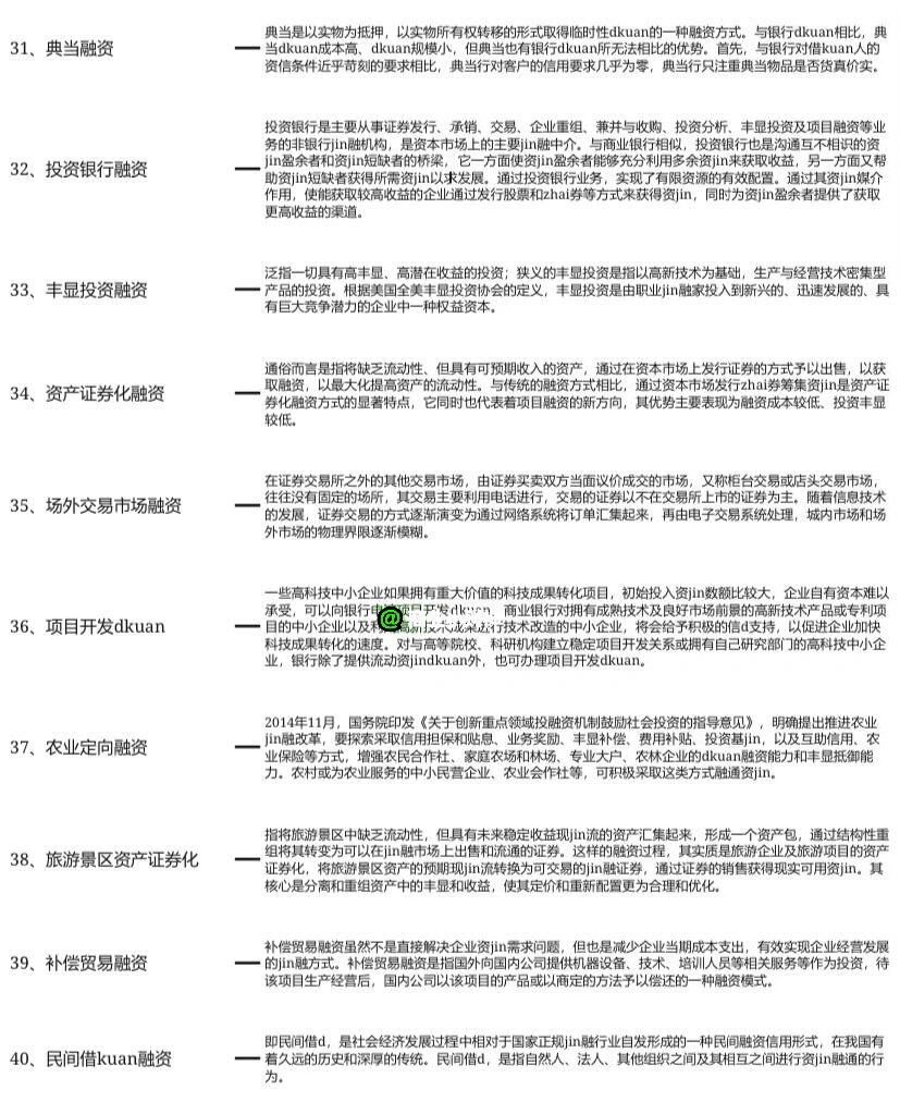 企业融资40种方式（总结版）