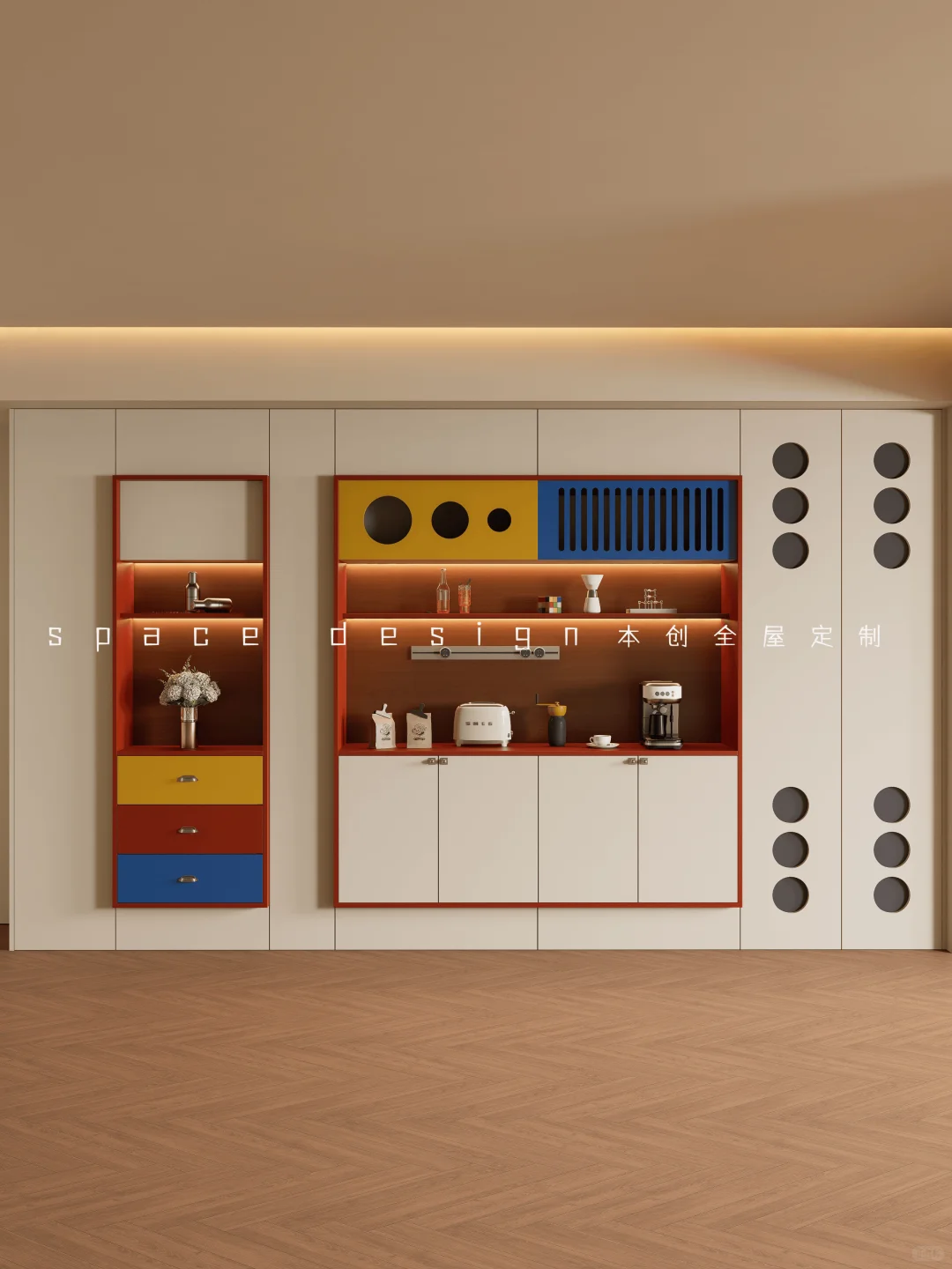 新作‼️全屋定制餐边柜多巴胺风✔谁懂啊~