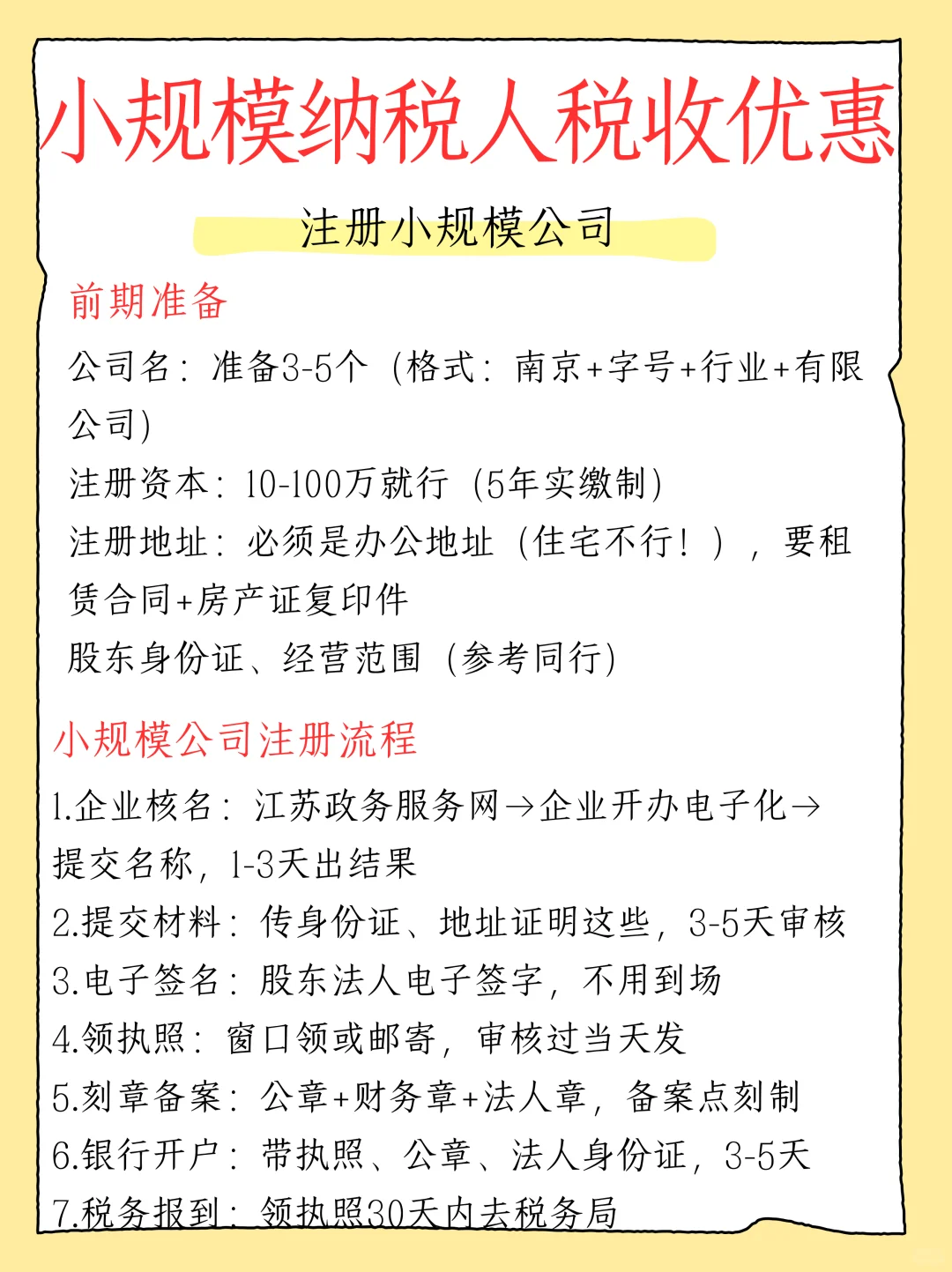 南京小规模公司税收优惠和注册指南