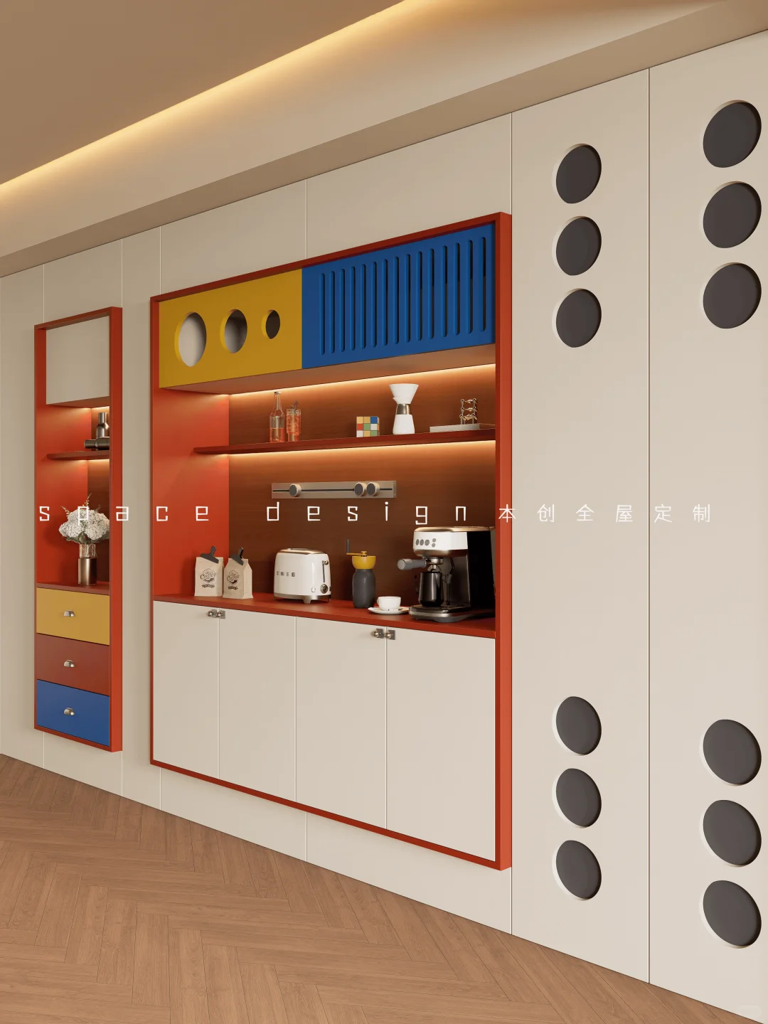 新作‼️全屋定制餐边柜多巴胺风✔谁懂啊~