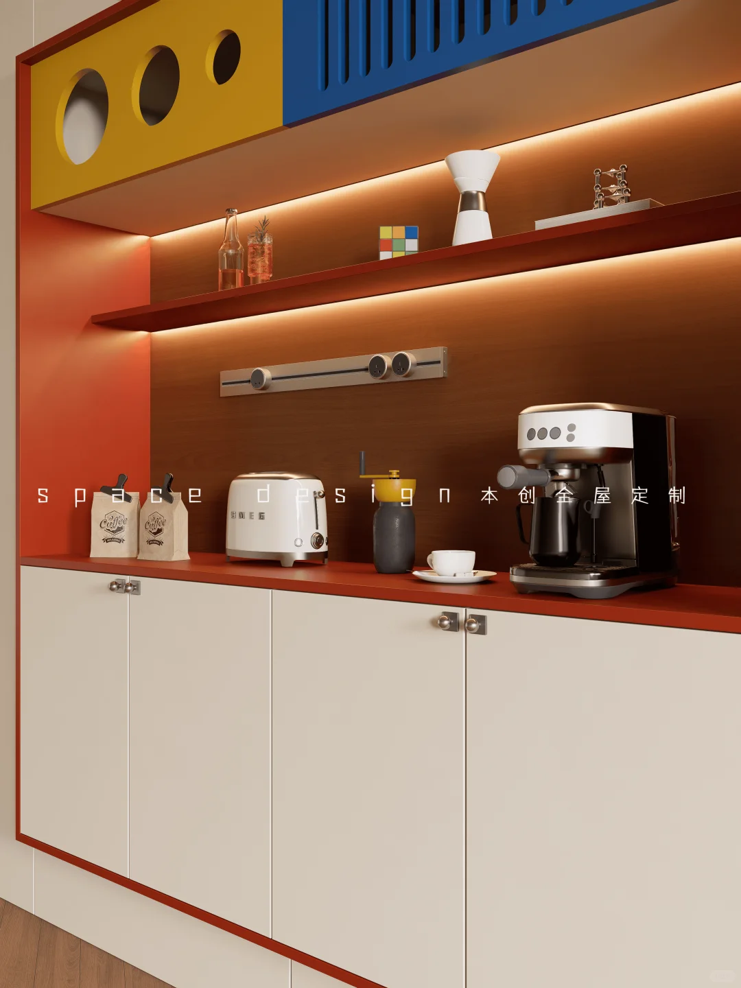 新作‼️全屋定制餐边柜多巴胺风✔谁懂啊~