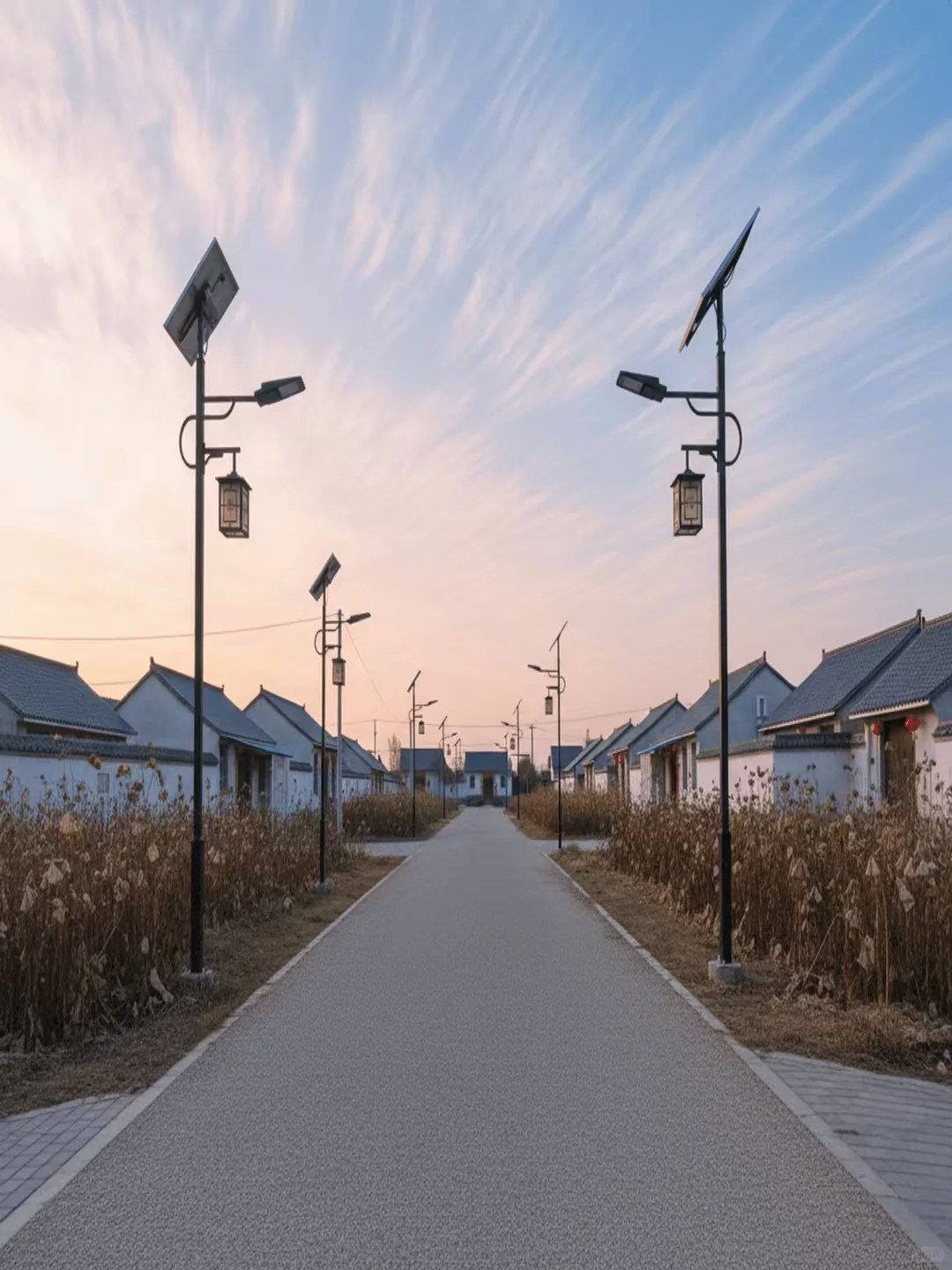 农村太阳能路灯在药材产区碎石路应用