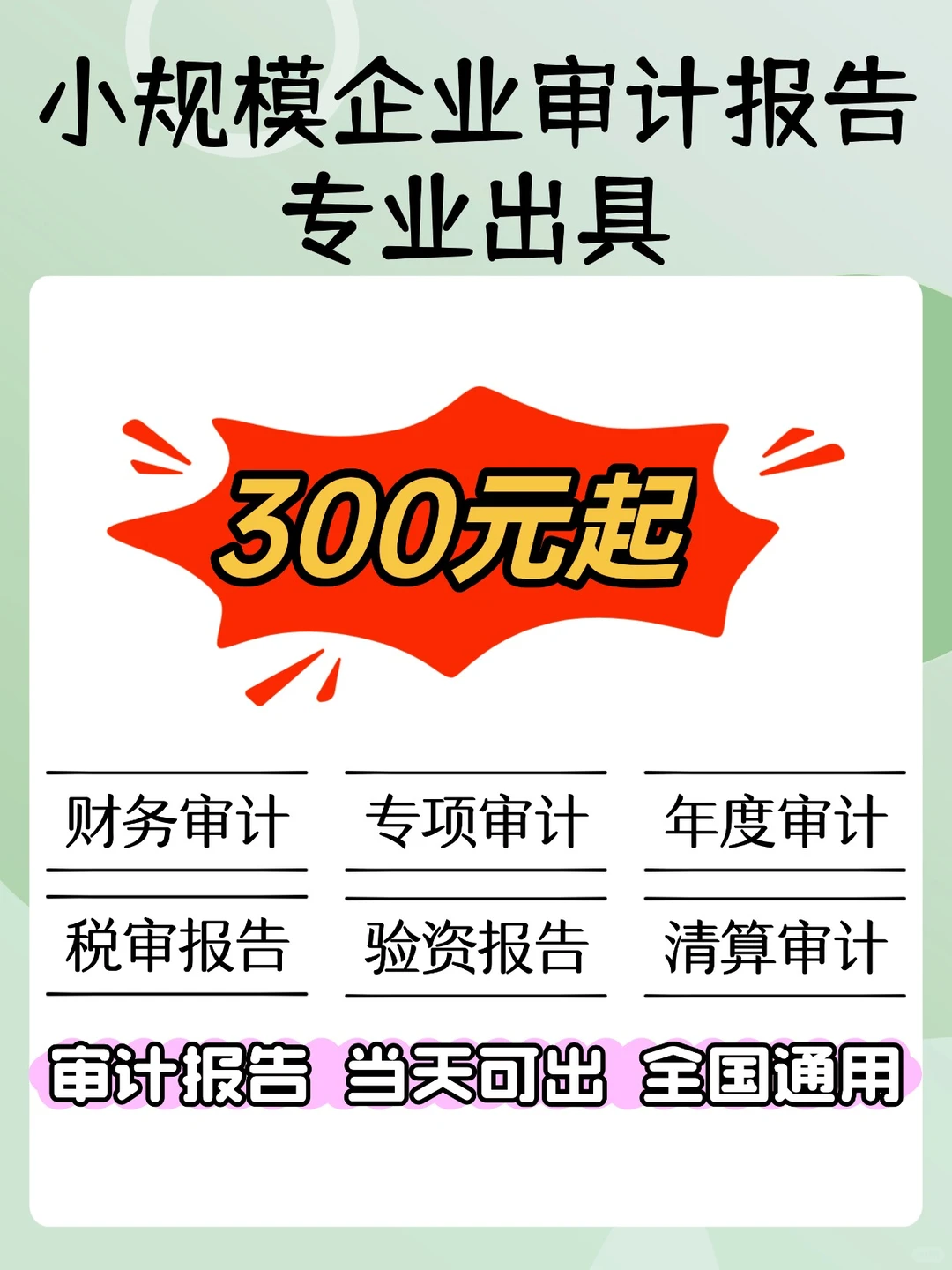 小规模企业审计报告专业出具