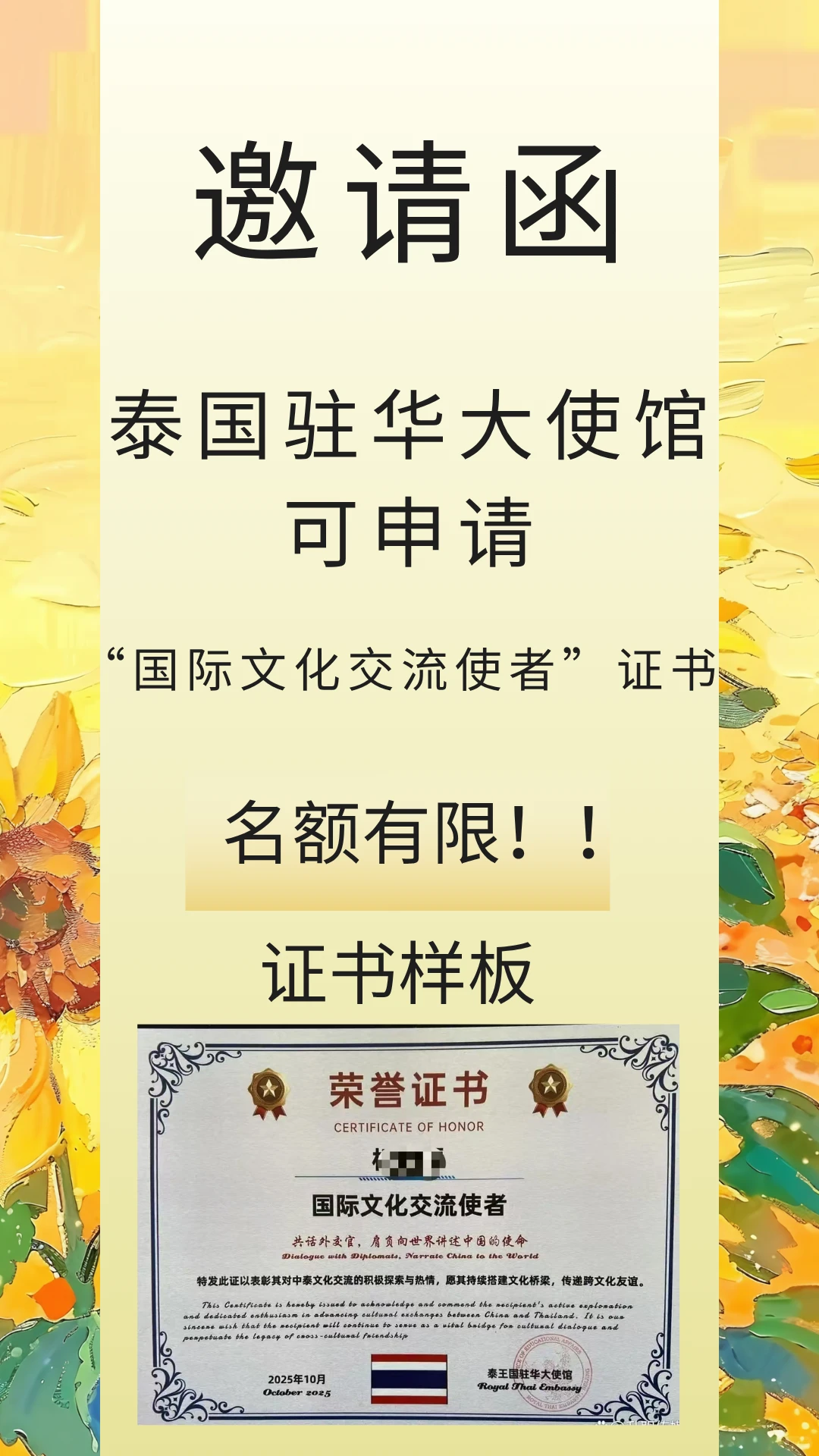 是可以申请的国际文化交流使者‼️