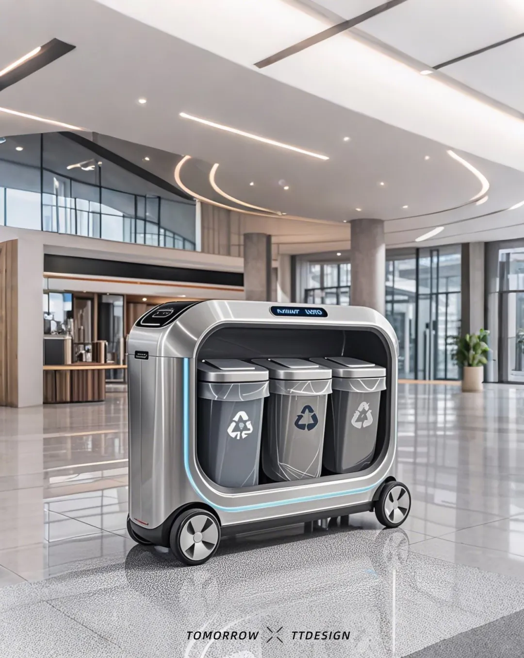 未来智能移动垃圾桶太绝了!