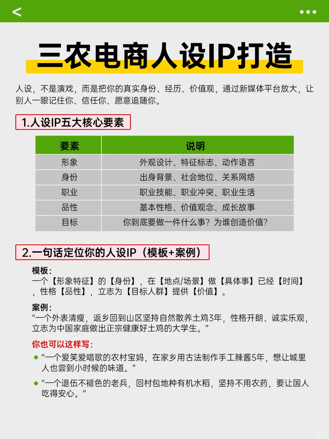 ?三农电商人设IP打造方法