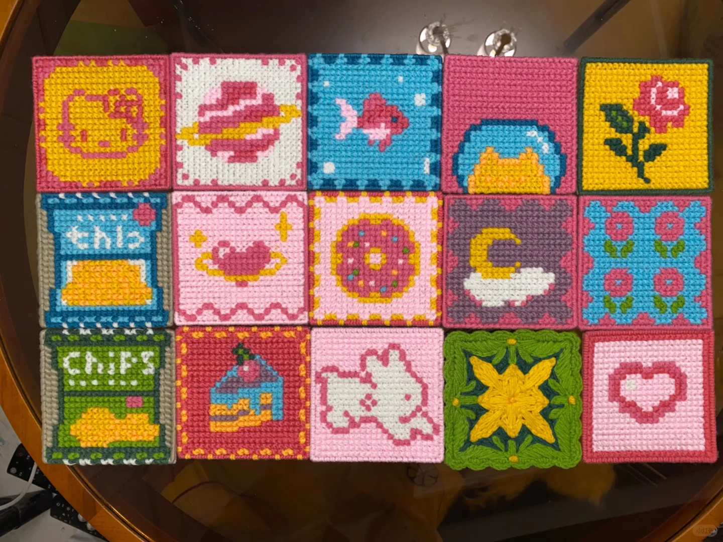 纯手工编织15个杯垫，批发零售，可爱甜系风格