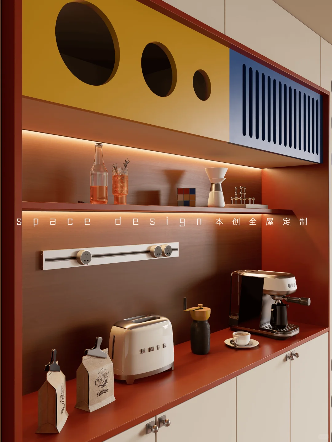 新作‼️全屋定制餐边柜多巴胺风✔谁懂啊~