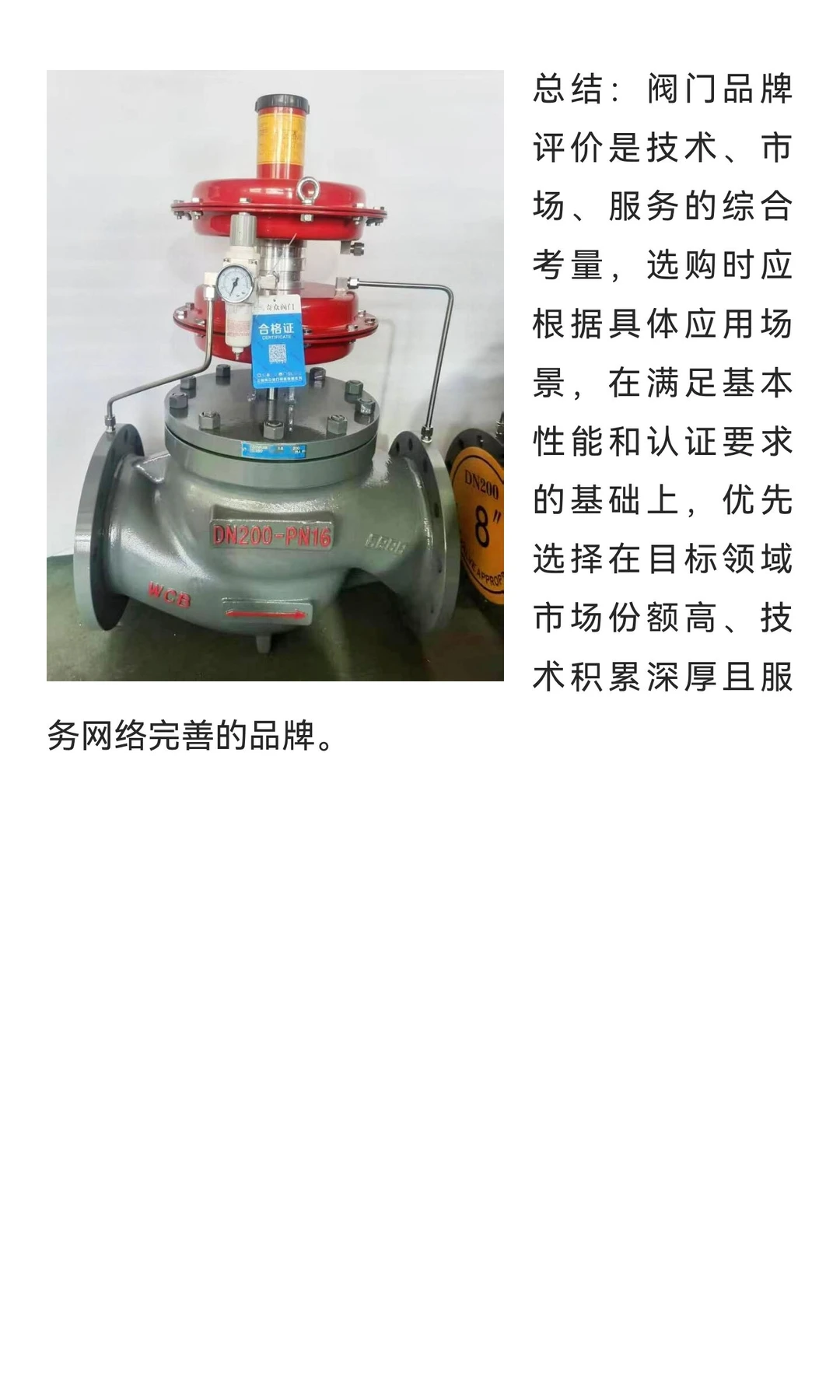 阀门品牌排行榜的评价标准