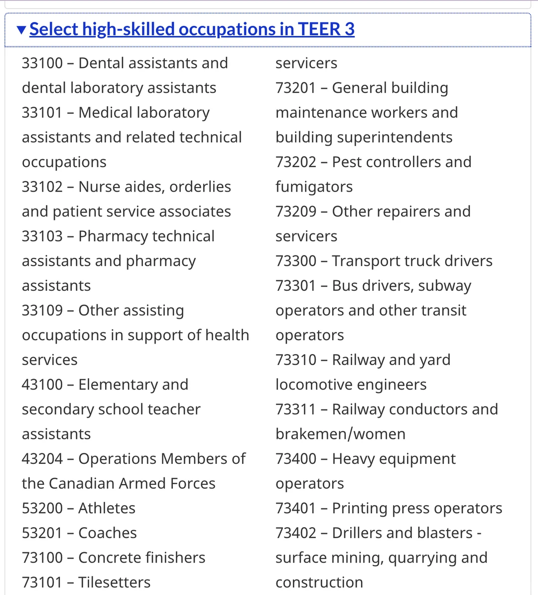 2025年1月25起，毕业工签可申请配偶工签列表