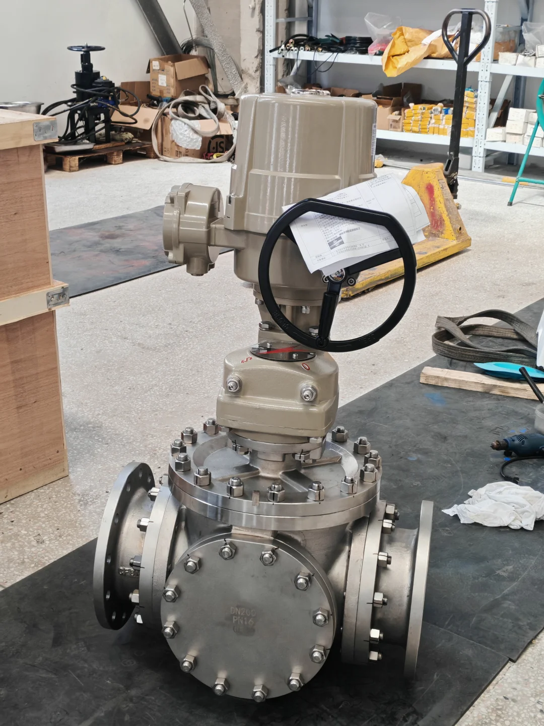 浦欧威电动三通法兰球阀智能型电动执行器