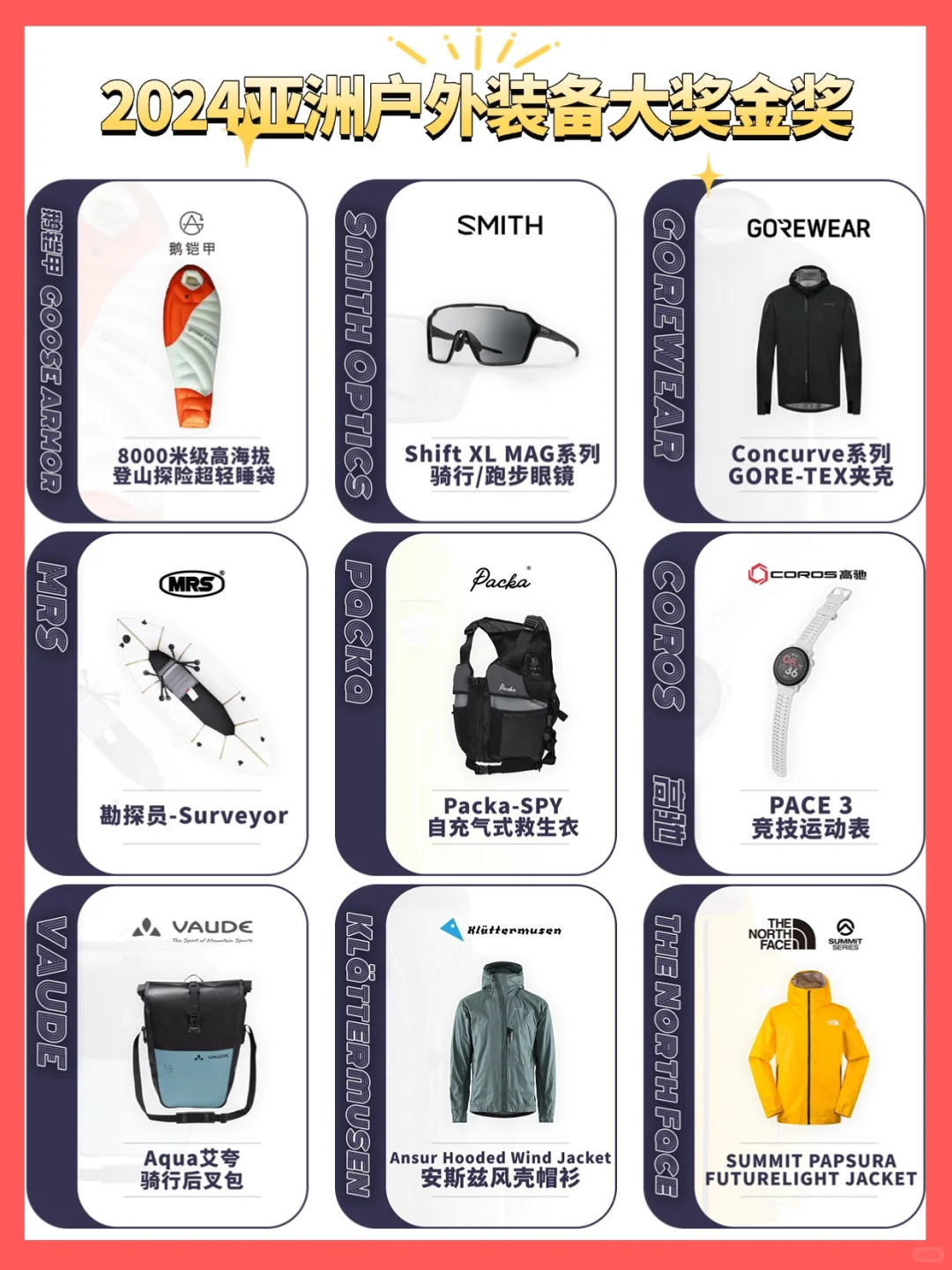 这10件装备斩获2024亚洲户外装备大奖金奖?