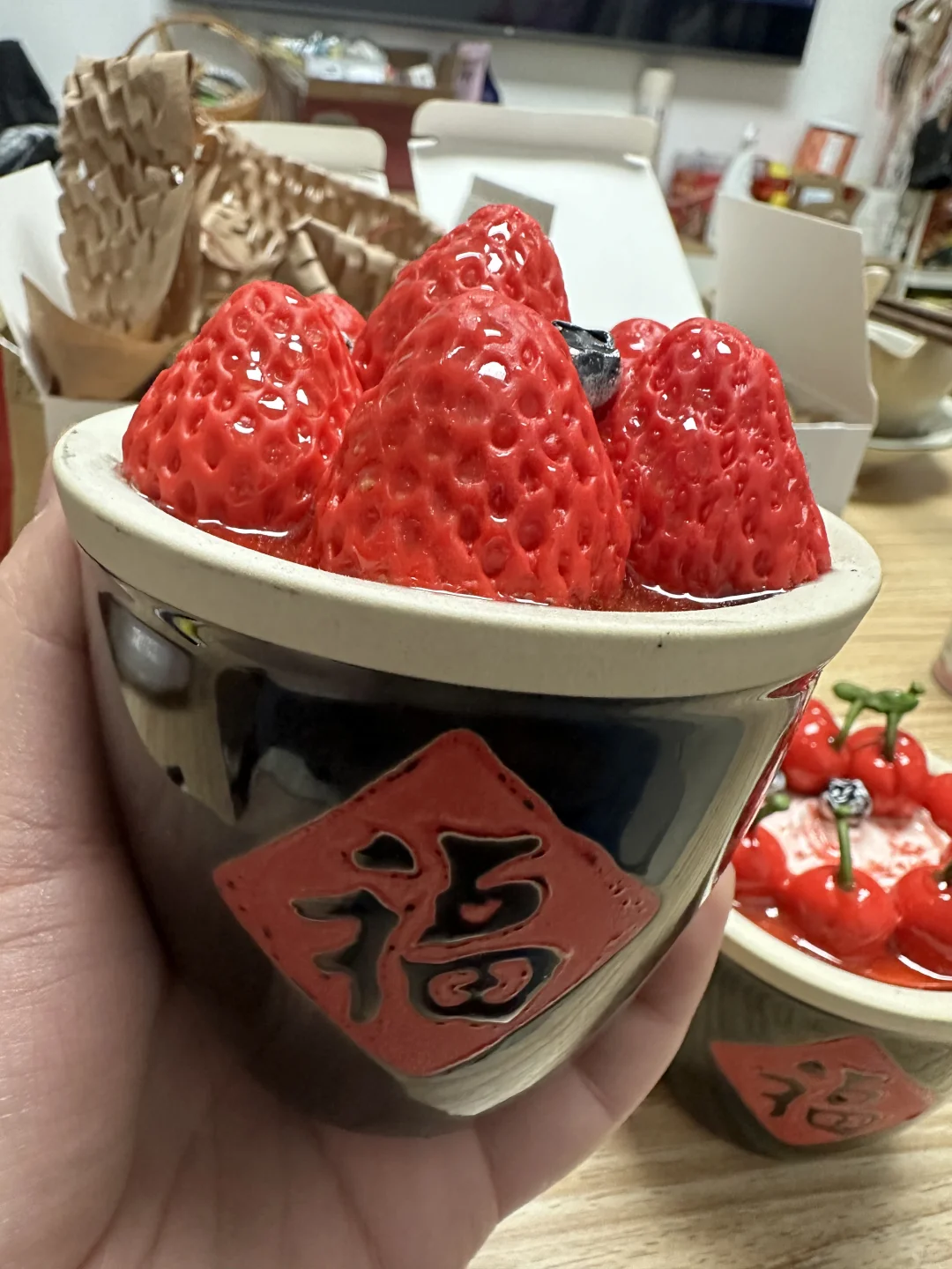 出纯手工摆件草莓缸、樱桃缸