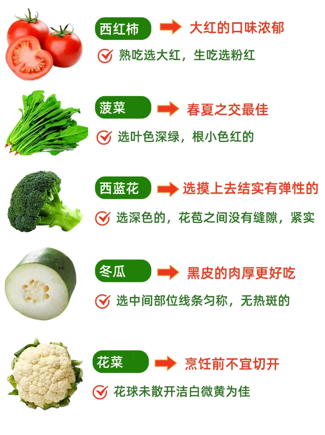 蔬菜篇｜25个挑选蔬菜小技巧，你选对了吗⁉️