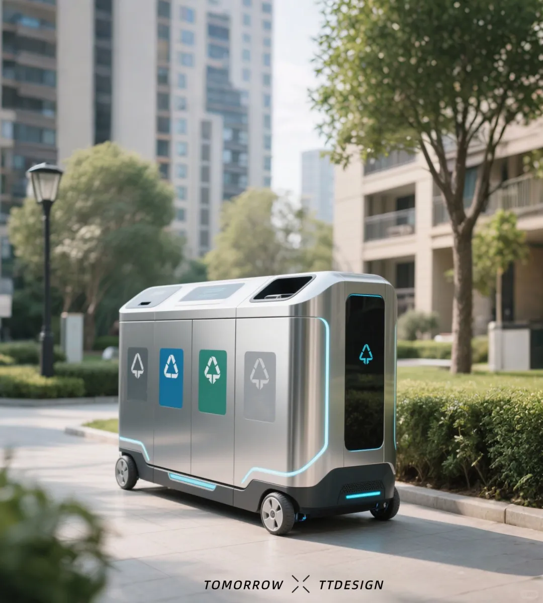 未来智能移动垃圾桶太绝了!