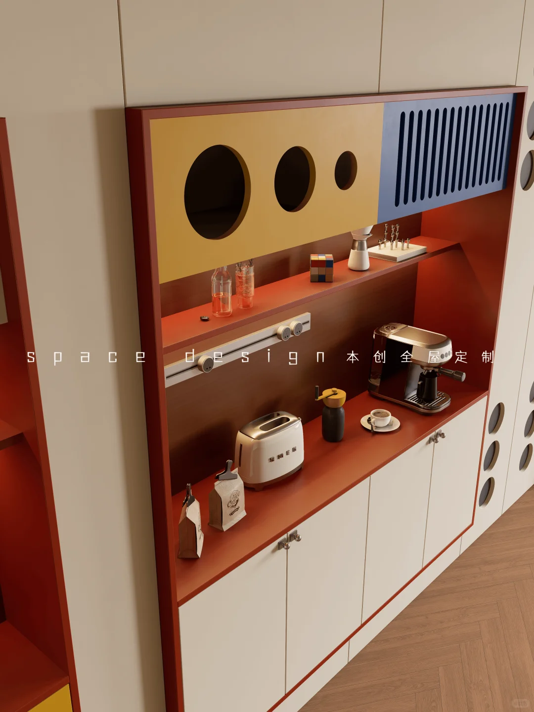 新作‼️全屋定制餐边柜多巴胺风✔谁懂啊~