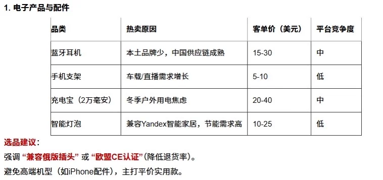 2025俄罗斯市场最适合的中国商品清单