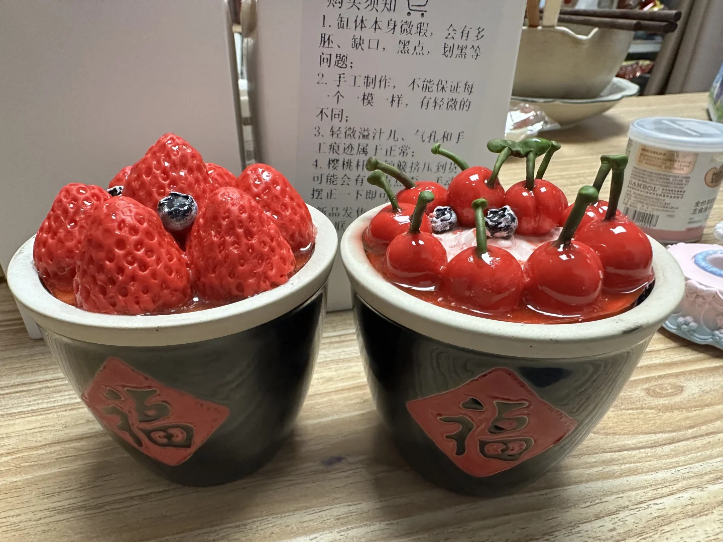 出纯手工摆件草莓缸、樱桃缸