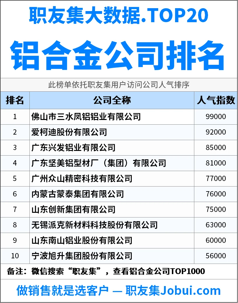 2025年中国‌‌‌‌铝合金公司排行榜