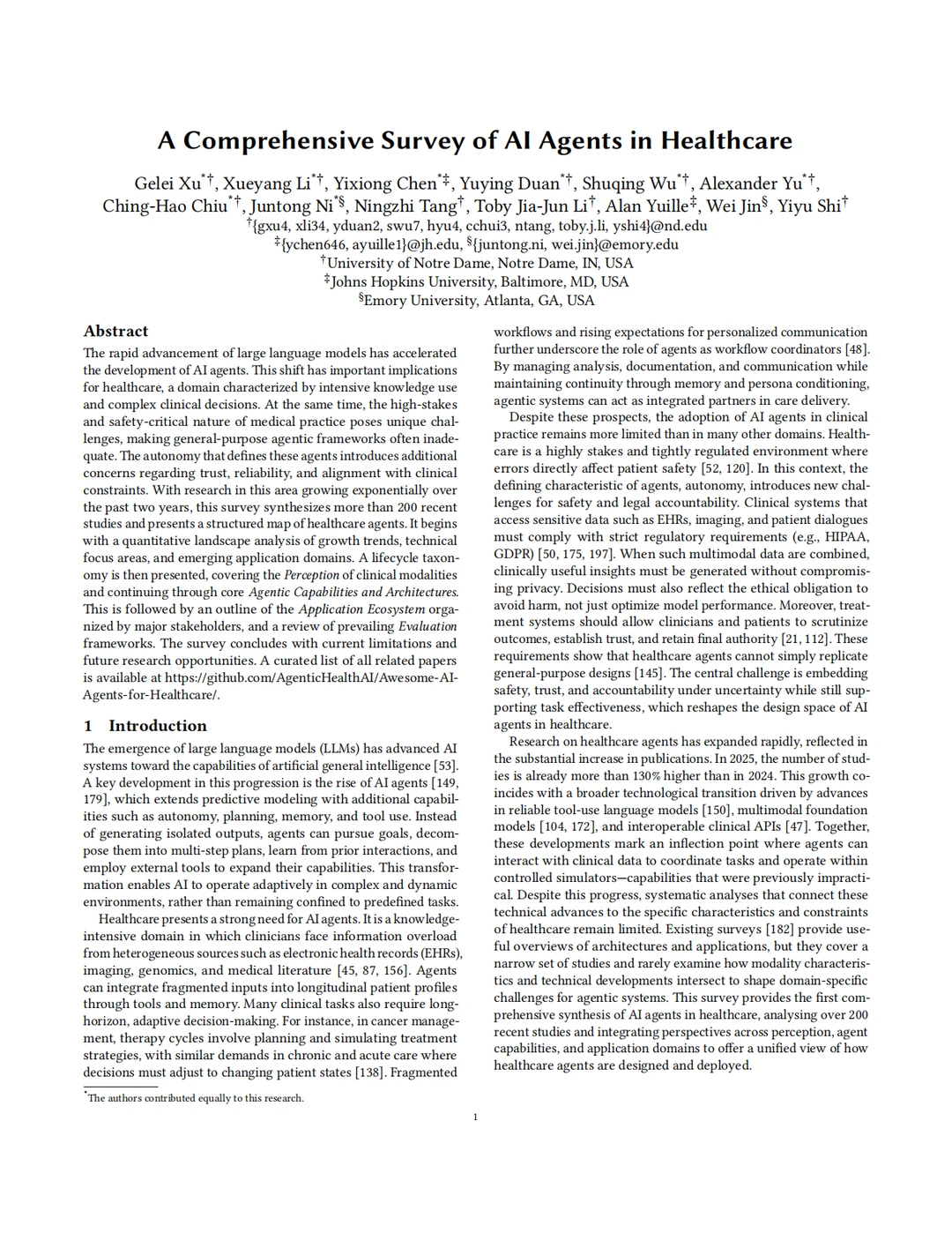 综述：医疗AI智能体