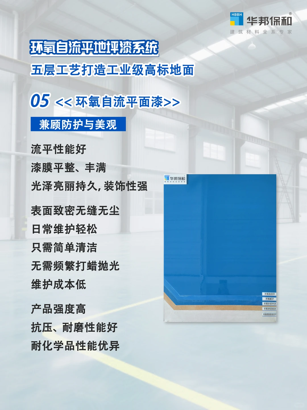 环氧自流平地坪漆“超平耐磨+洁净易维护”