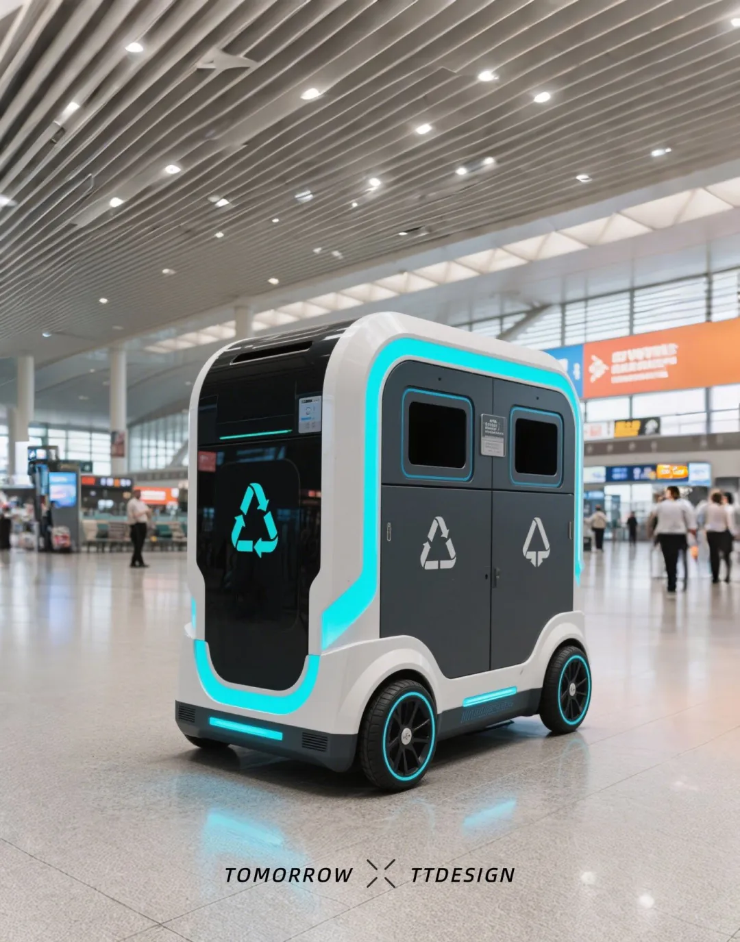 未来智能移动垃圾桶太绝了!