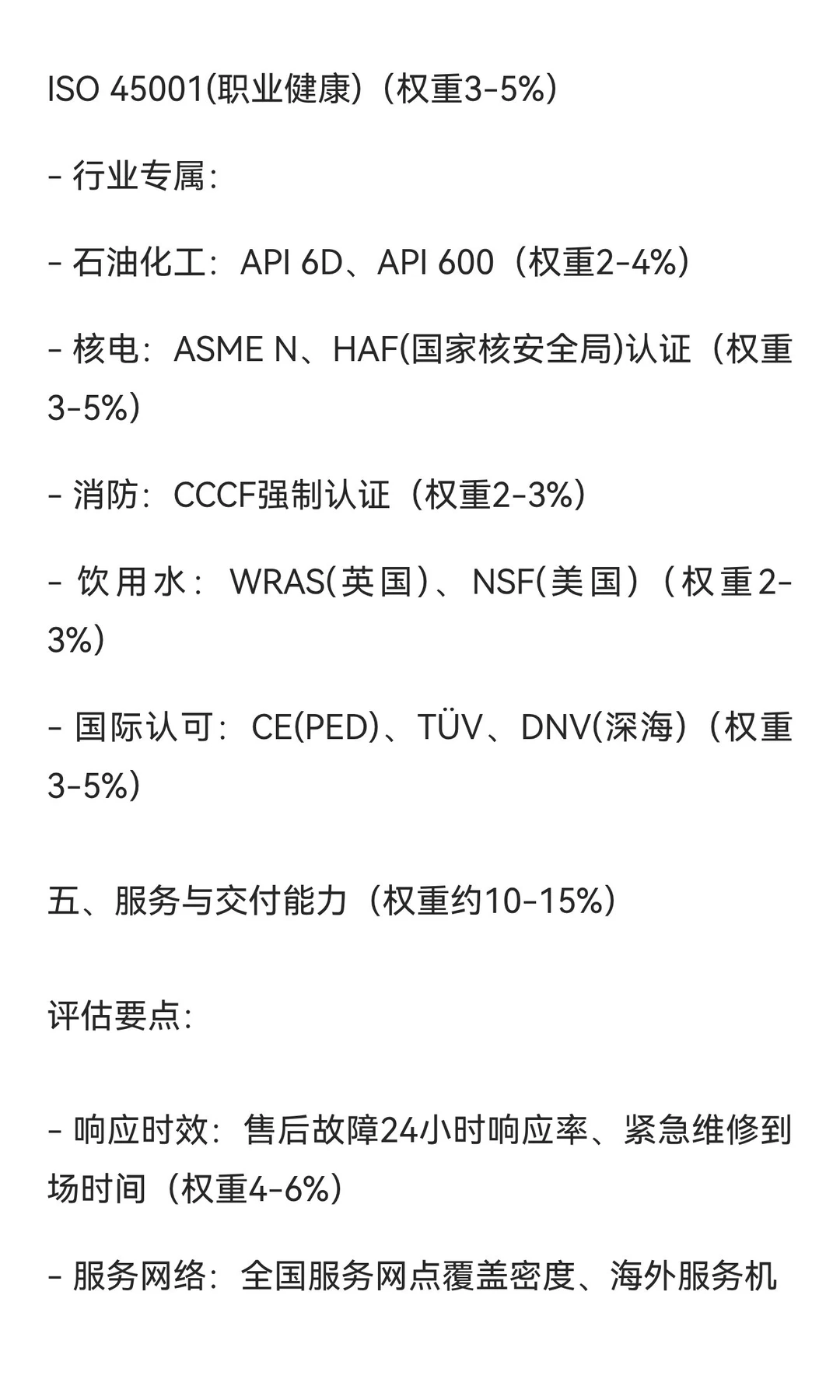 阀门品牌排行榜的评价标准